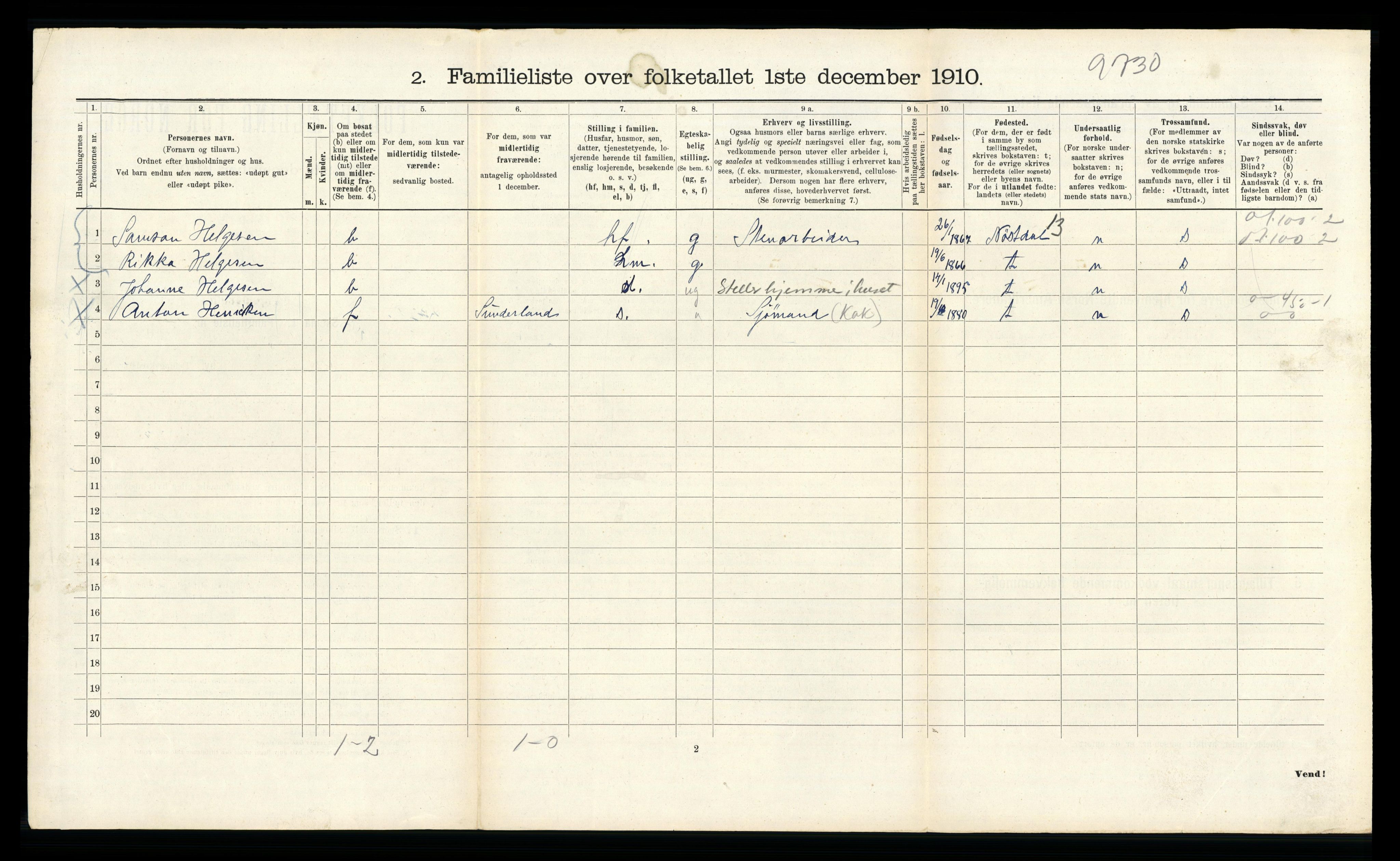 RA, 1910 census for Bergen, 1910, p. 43638