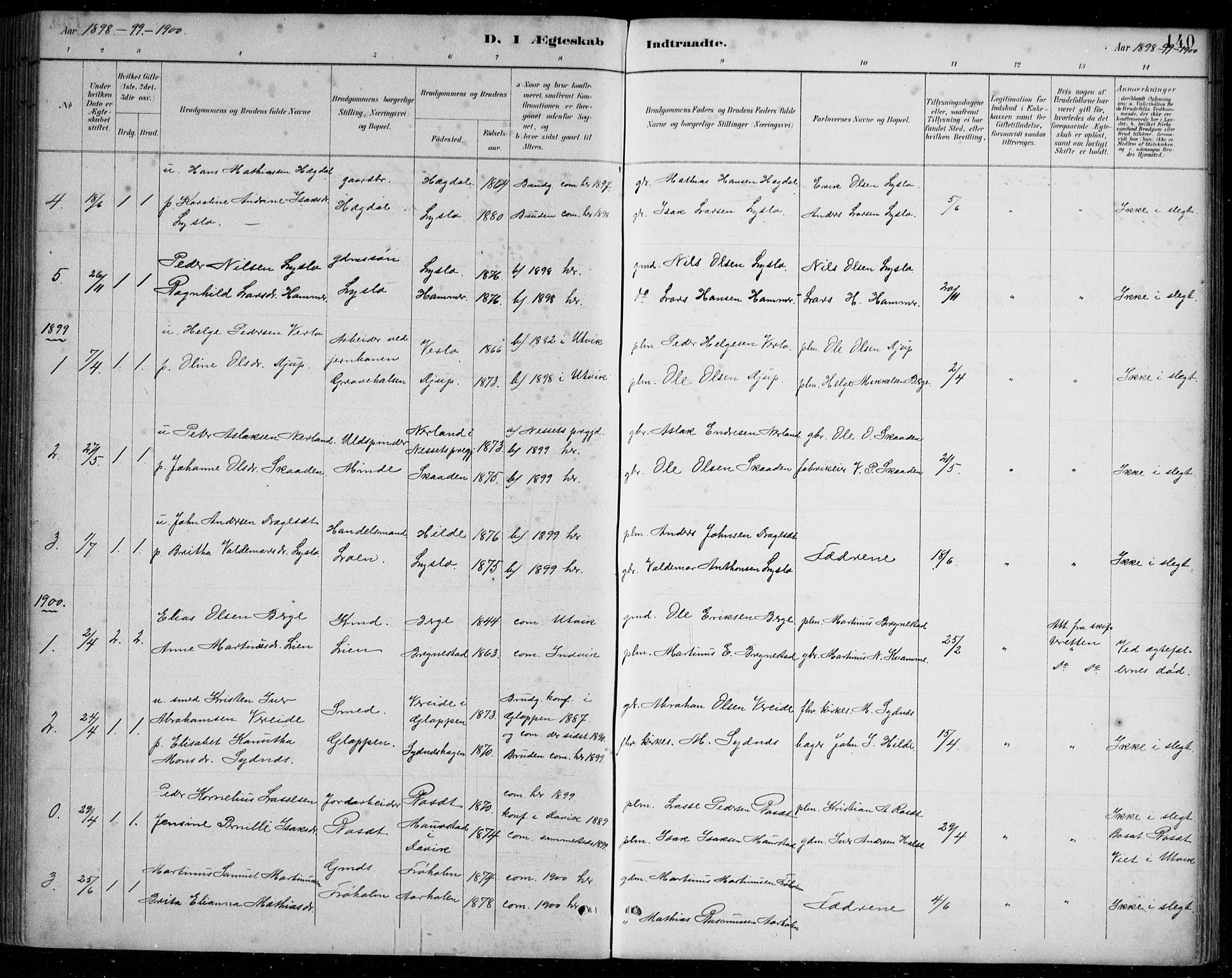 Innvik sokneprestembete, AV/SAB-A-80501: Parish register (copy) no. A 3, 1886-1912, p. 140