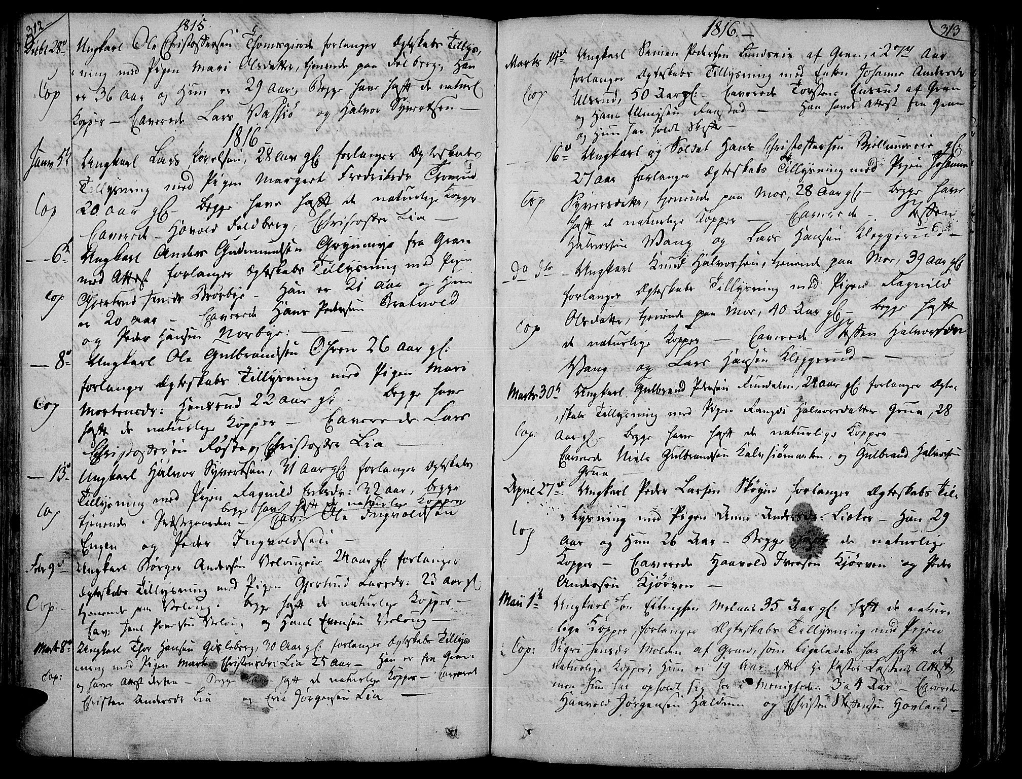Jevnaker prestekontor, AV/SAH-PREST-116/H/Ha/Haa/L0004: Parish register (official) no. 4, 1800-1861, p. 312-313