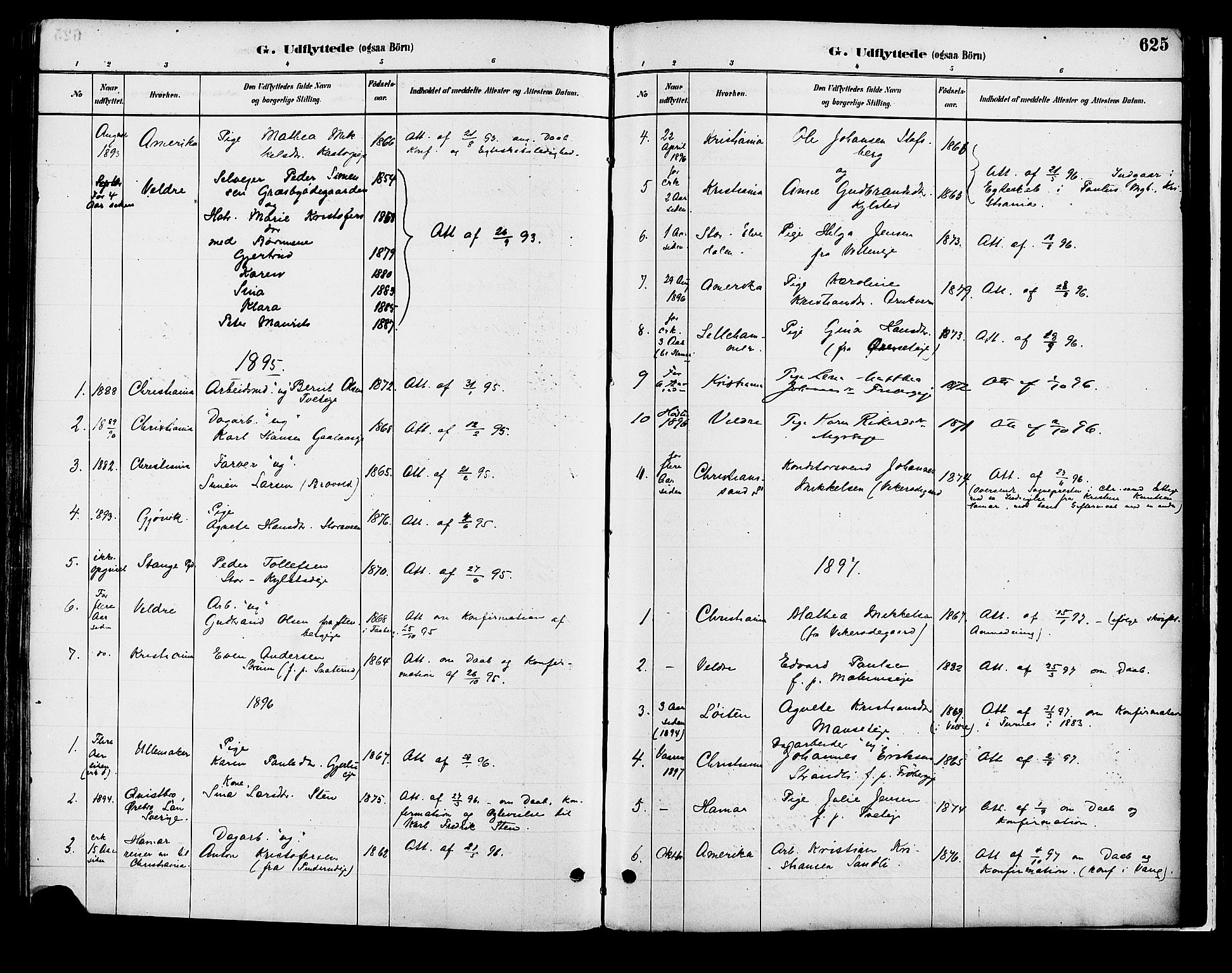 Vang prestekontor, Hedmark, SAH/PREST-008/H/Ha/Haa/L0018B: Parish register (official) no. 18B, 1880-1906, p. 625