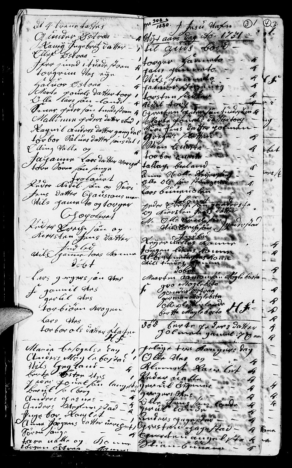 Holt sokneprestkontor, SAK/1111-0021/F/Fb/L0004: Parish register (copy) no. B 4, 1730-1746, p. 3