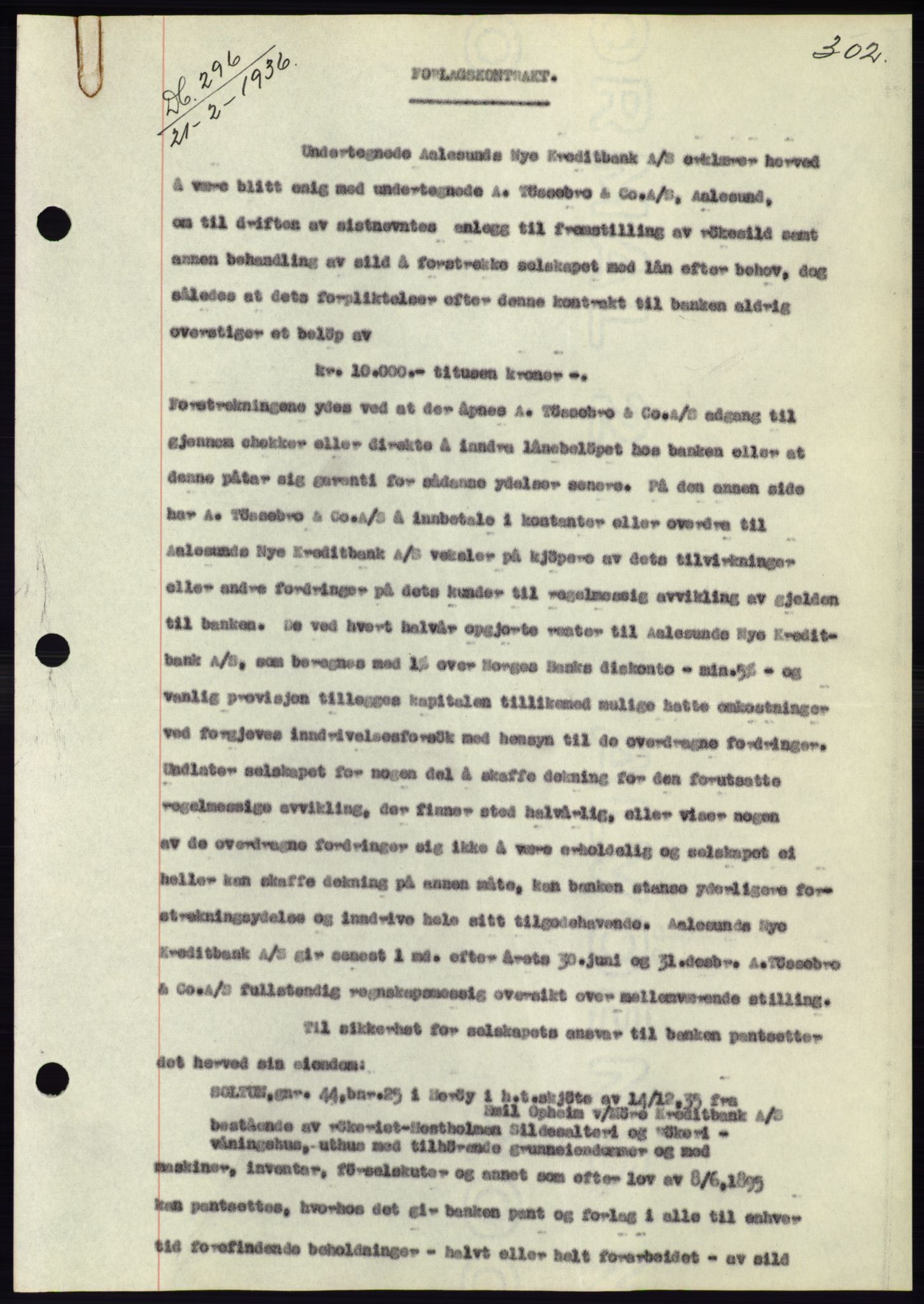 Søre Sunnmøre sorenskriveri, AV/SAT-A-4122/1/2/2C/L0060: Mortgage book no. 54, 1935-1936, Deed date: 21.02.1936