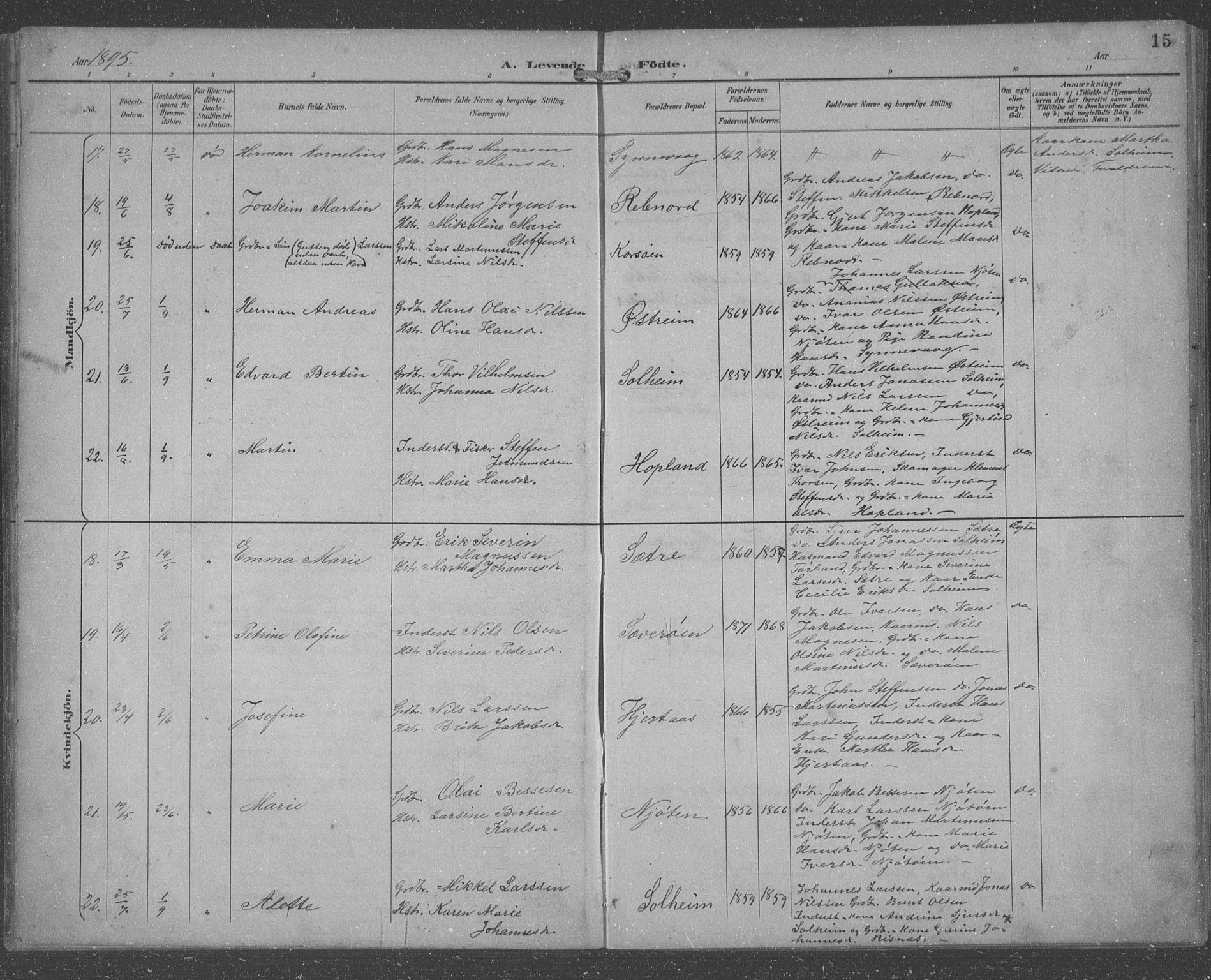 Lindås Sokneprestembete, AV/SAB-A-76701/H/Hab/Habc/L0004: Parish register (copy) no. C 4, 1894-1910, p. 15