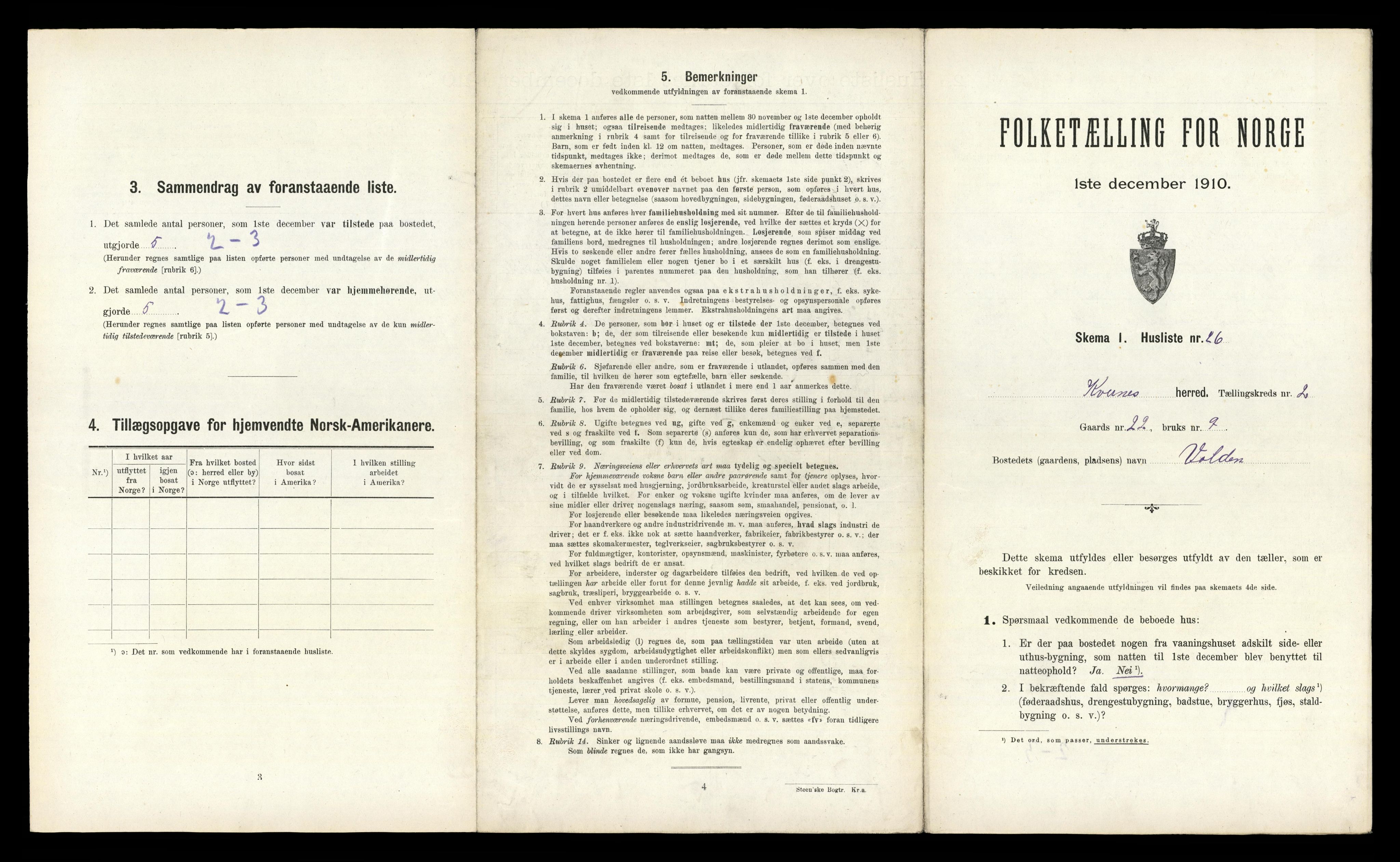 RA, 1910 census for Kvernes, 1910, p. 168