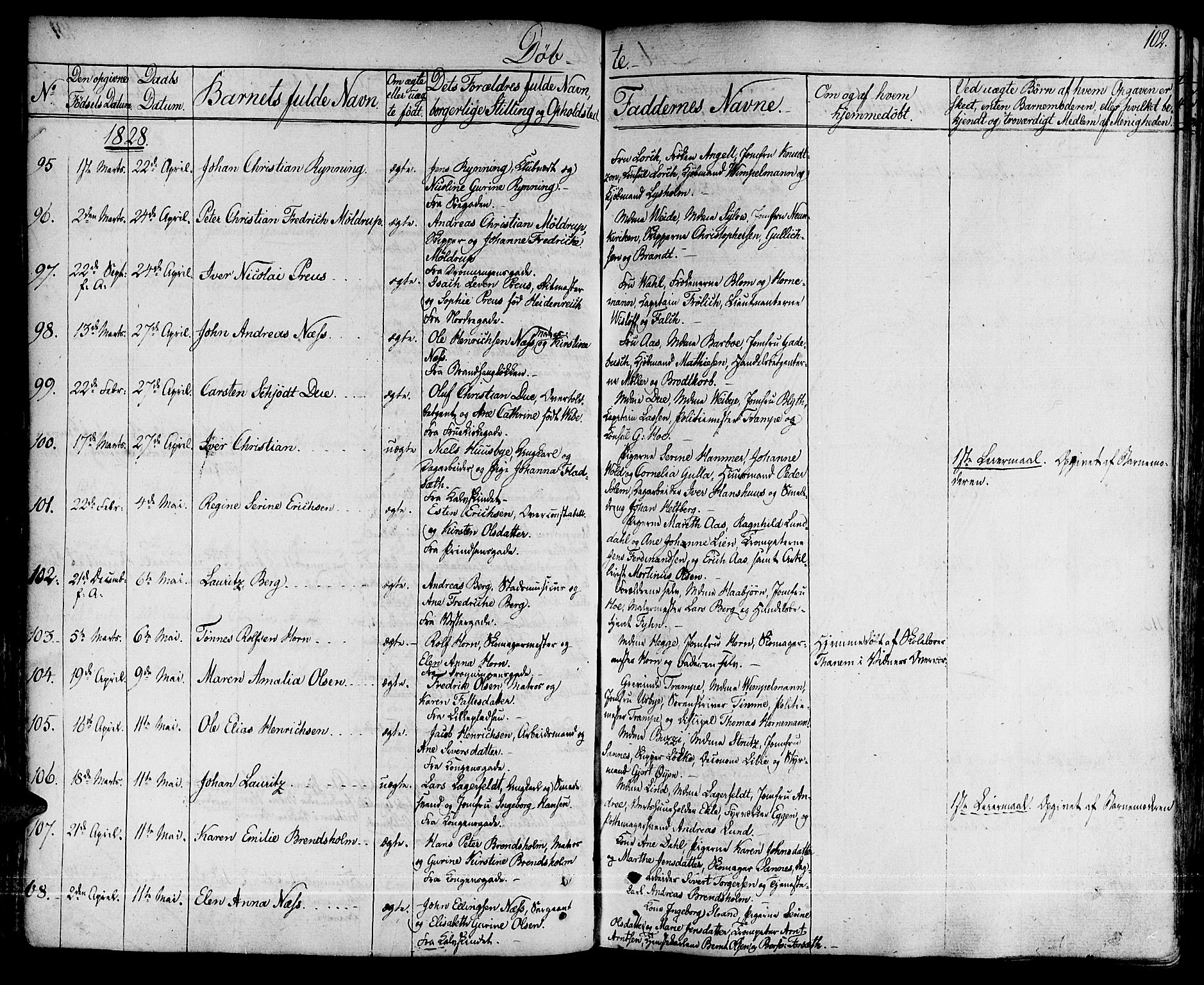 Ministerialprotokoller, klokkerbøker og fødselsregistre - Sør-Trøndelag, SAT/A-1456/601/L0045: Parish register (official) no. 601A13, 1821-1831, p. 102