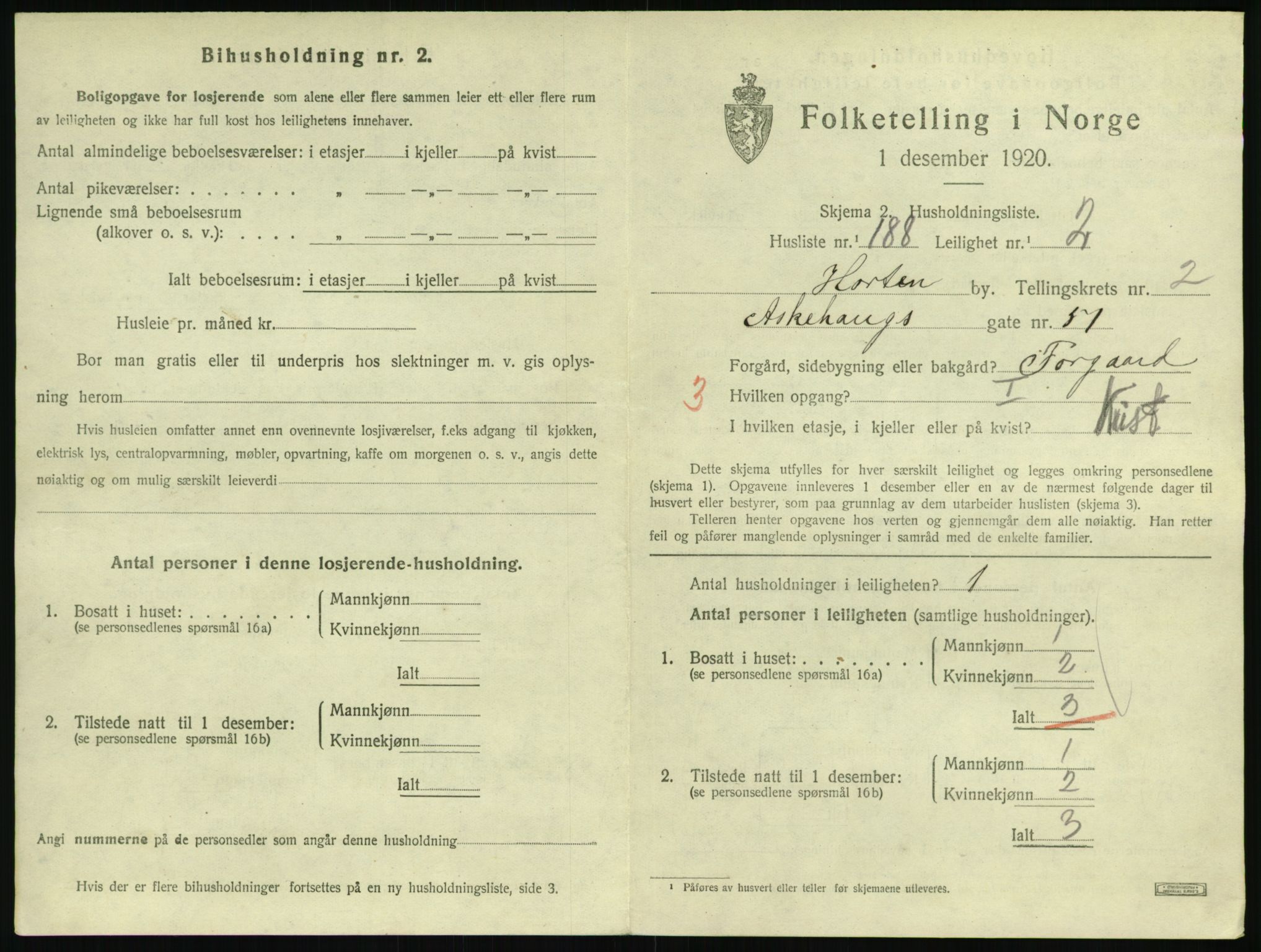 SAKO, 1920 census for Horten, 1920, p. 4039