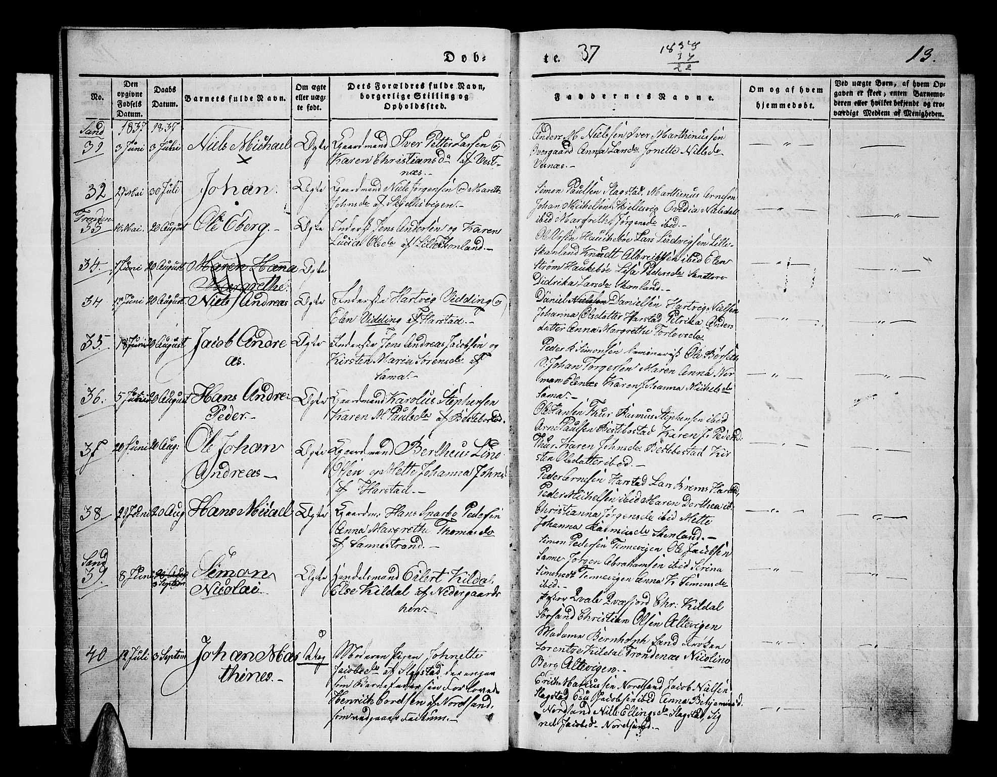 Trondenes sokneprestkontor, SATØ/S-1319/H/Ha/L0008kirke: Parish register (official) no. 8, 1835-1840, p. 13