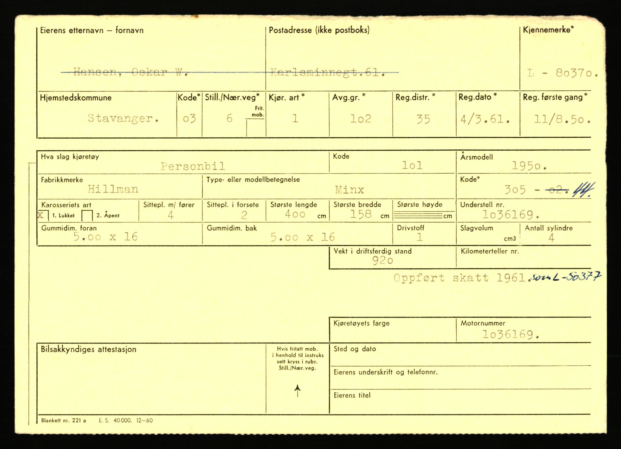 Stavanger trafikkstasjon, AV/SAST-A-101942/0/F/L0070: L-78800 - L-80499, 1930-1971, p. 2424