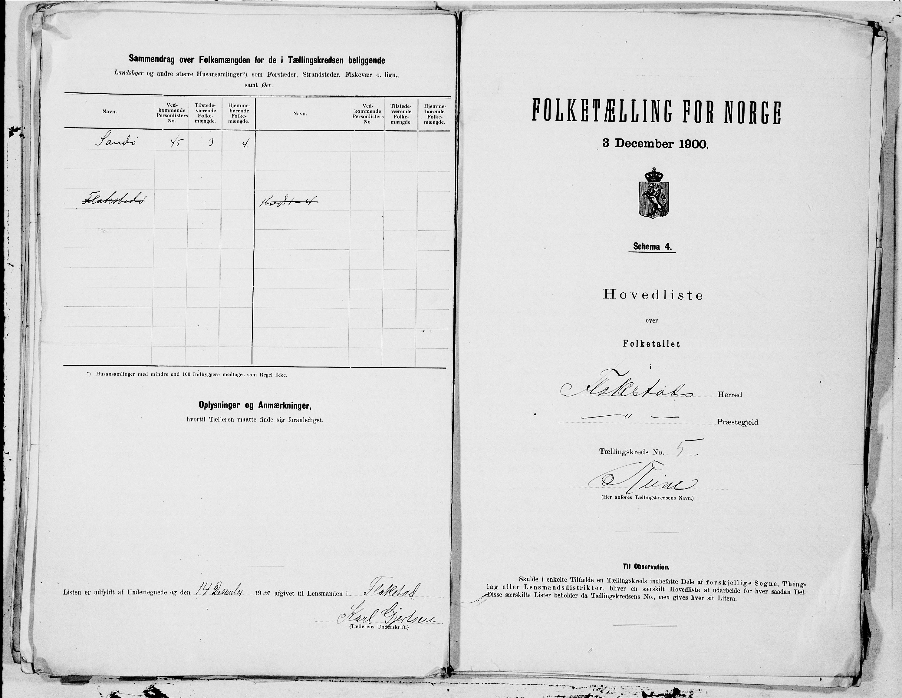 SAT, 1900 census for Flakstad, 1900, p. 12