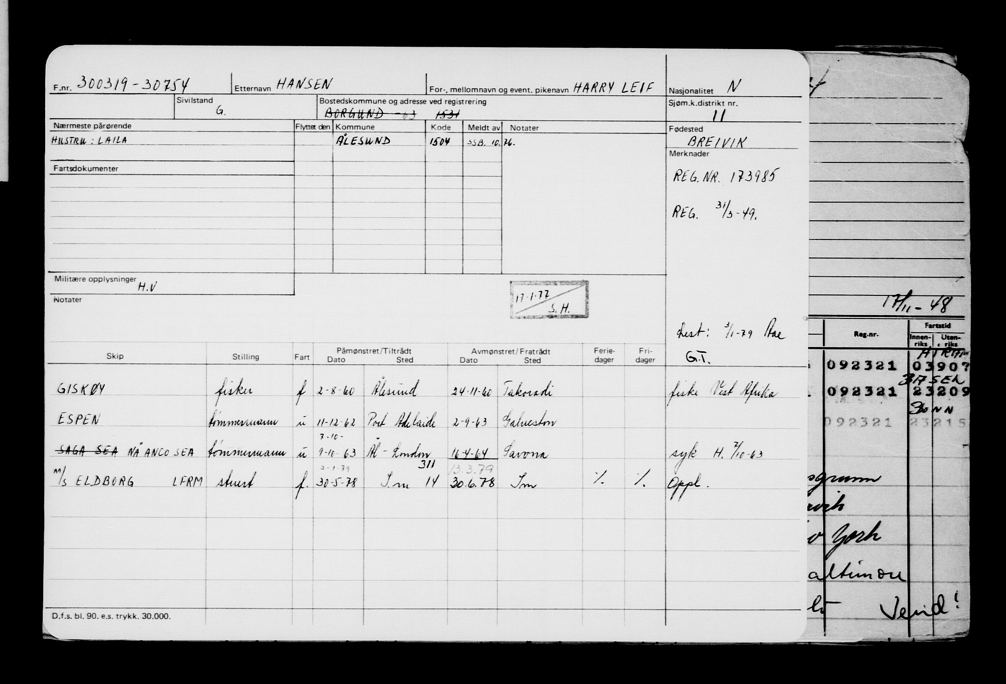 Direktoratet for sjømenn, AV/RA-S-3545/G/Gb/L0167: Hovedkort, 1919, p. 460