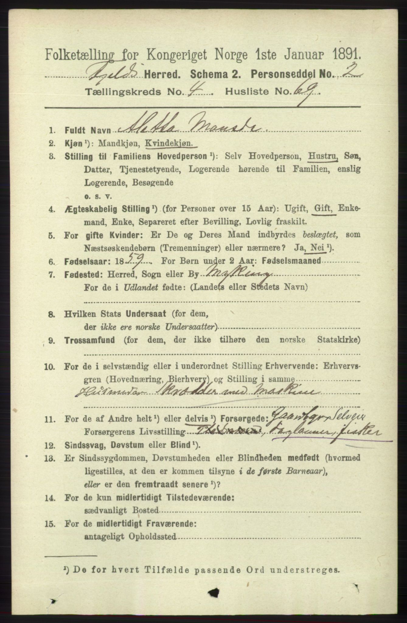 RA, 1891 census for 1246 Fjell, 1891, p. 2480