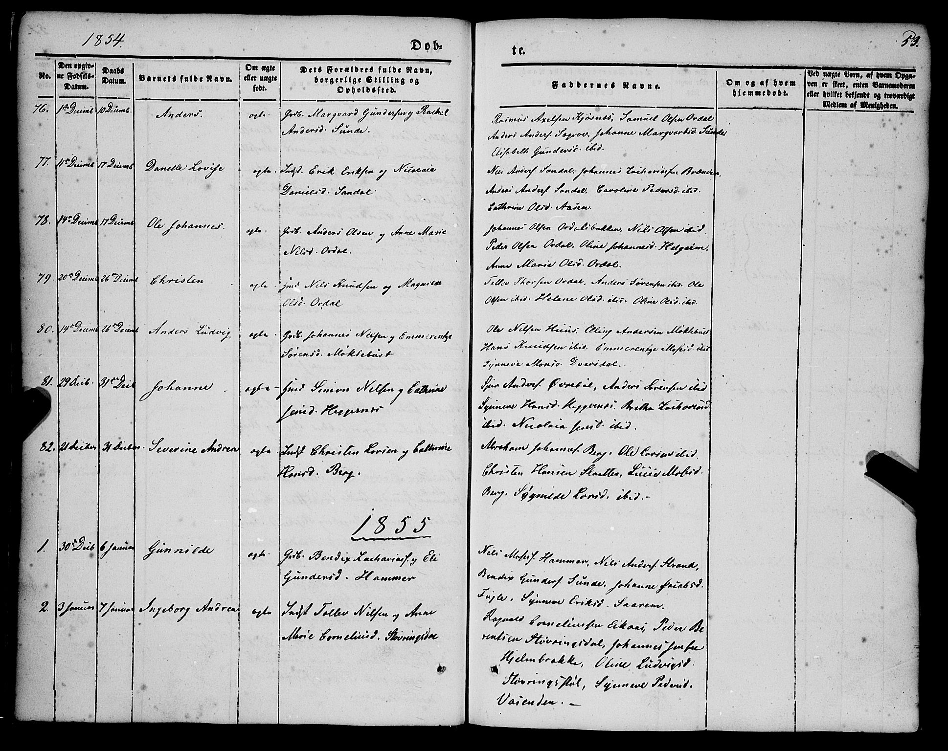 Jølster sokneprestembete, AV/SAB-A-80701/H/Haa/Haaa/L0010: Parish register (official) no. A 10, 1847-1865, p. 53