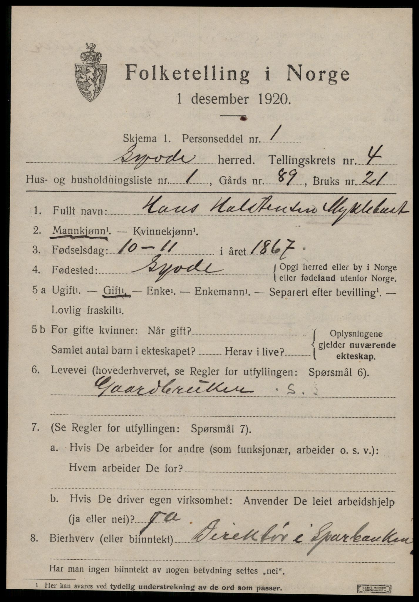 SAT, 1920 census for Syvde, 1920, p. 1342