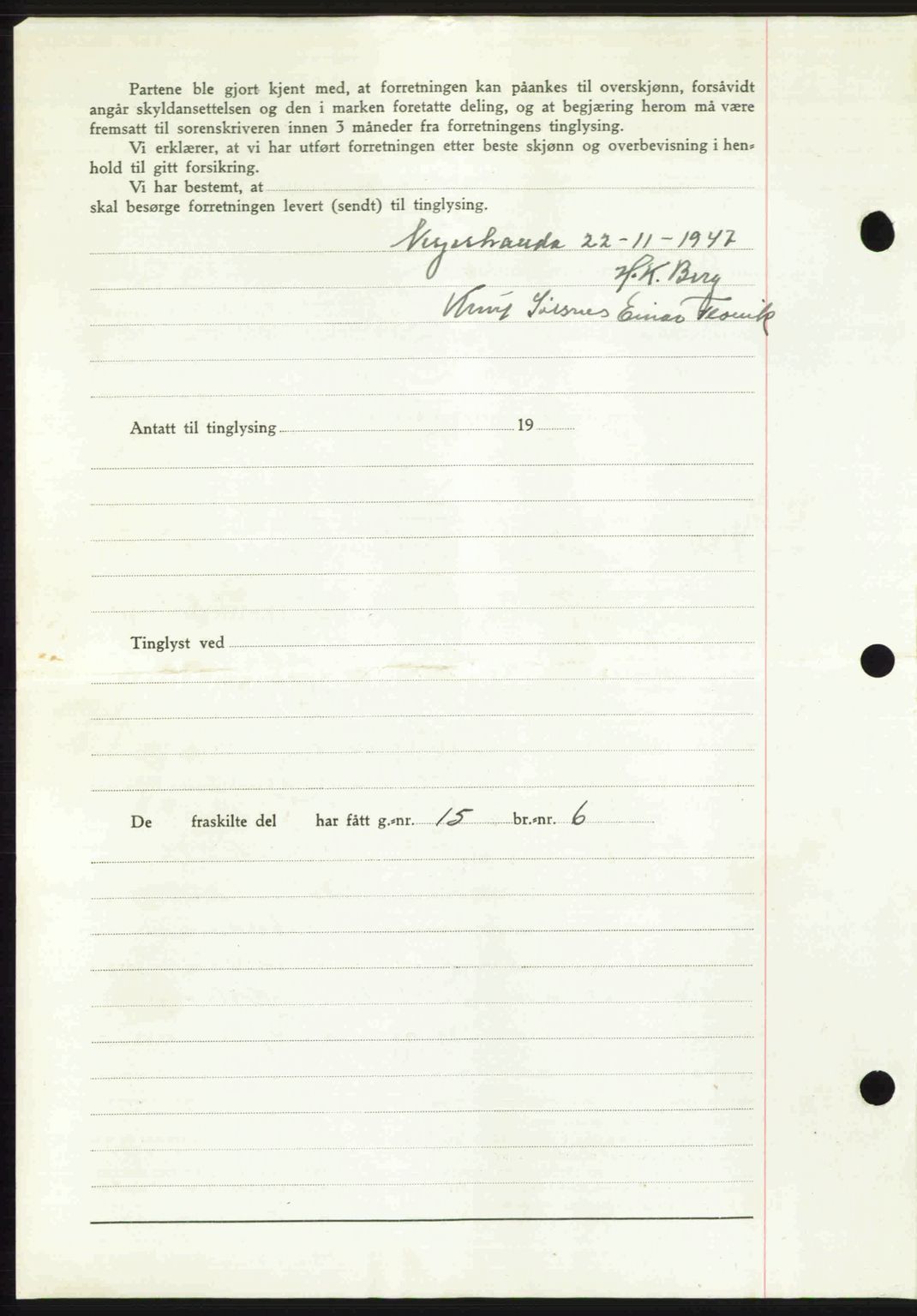 Romsdal sorenskriveri, SAT/A-4149/1/2/2C: Mortgage book no. A24, 1947-1947, Diary no: : 3071/1947