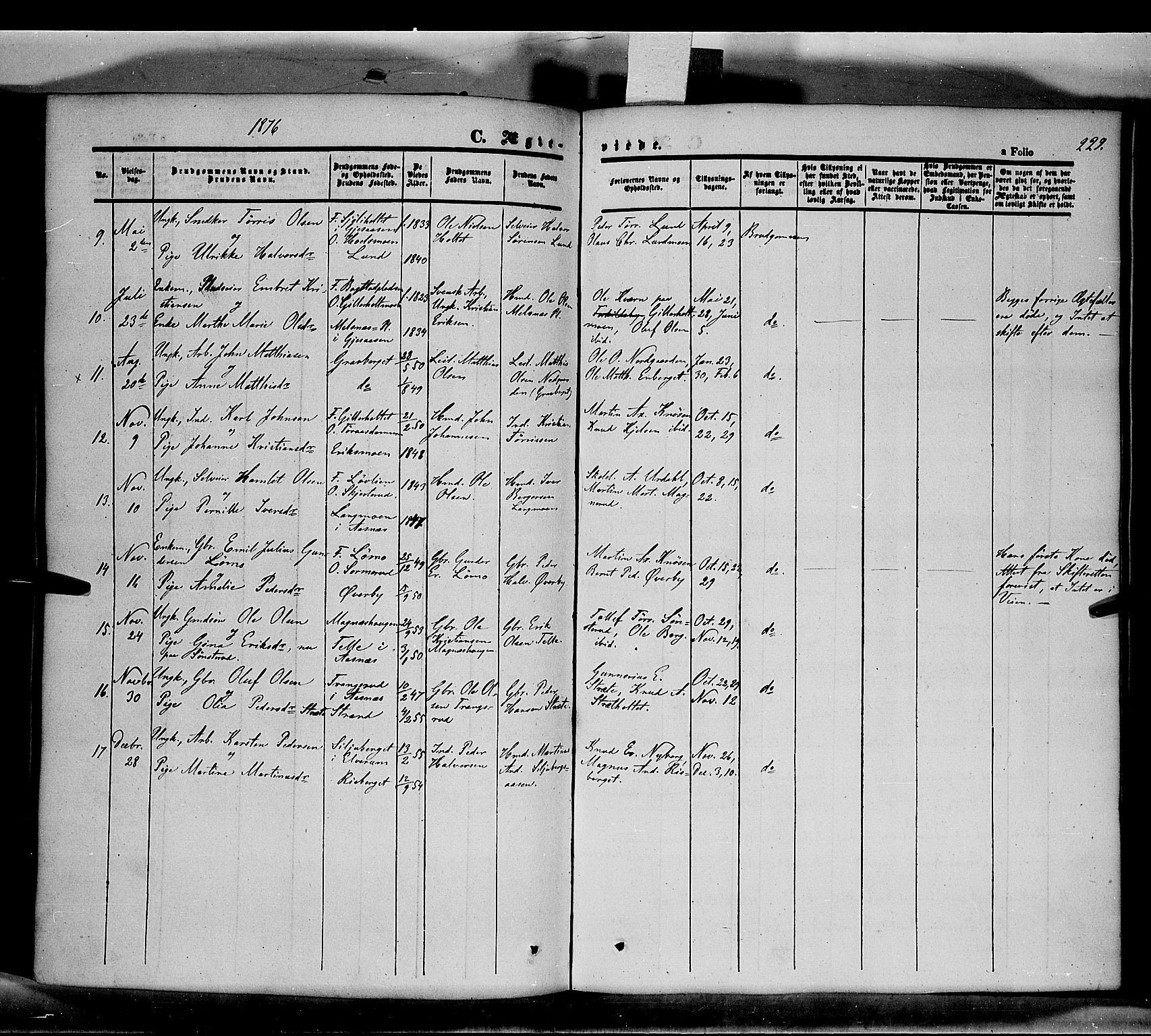 Våler prestekontor, Hedmark, AV/SAH-PREST-040/H/Ha/Haa/L0001: Parish register (official) no. 1, 1849-1878, p. 229