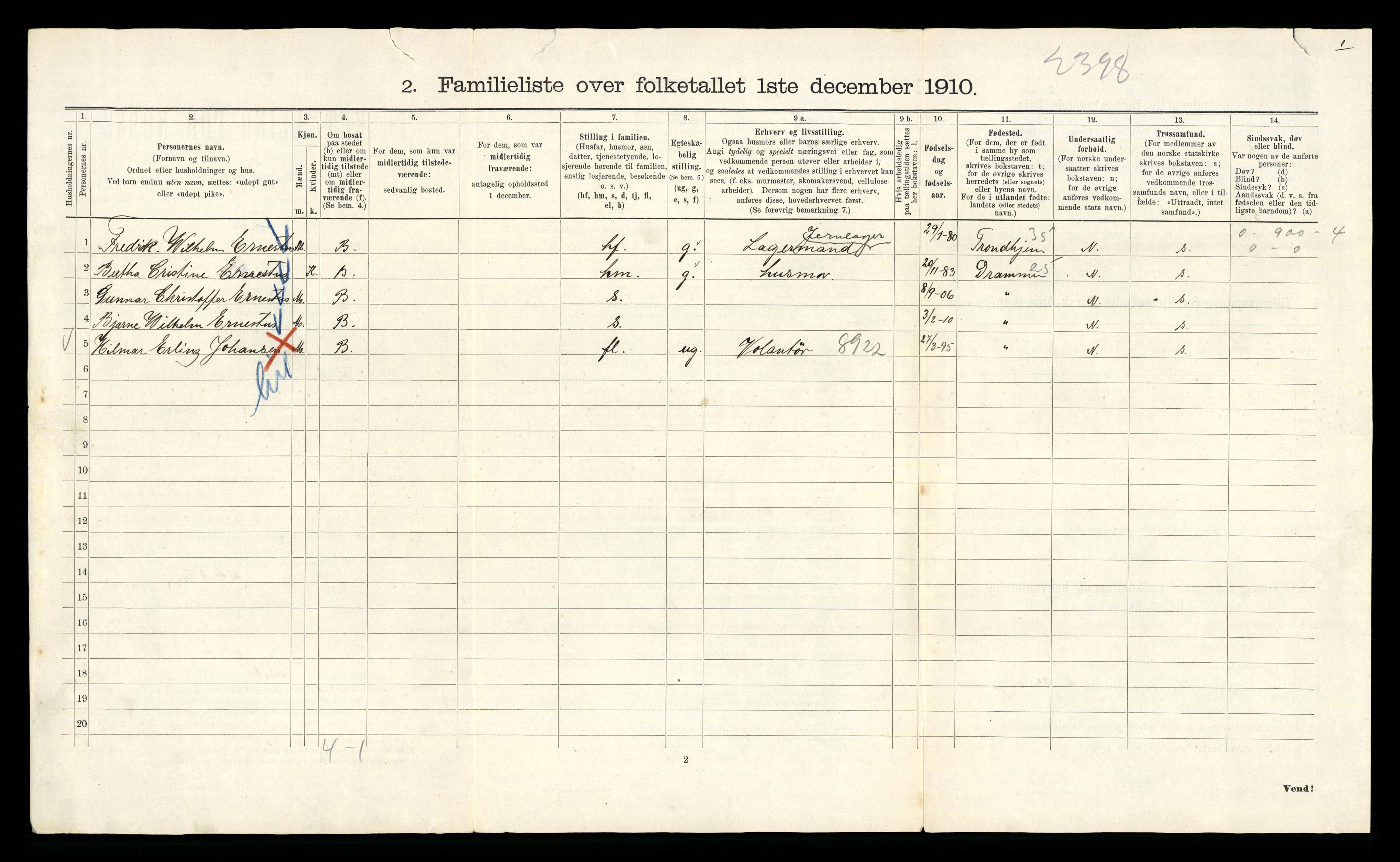 RA, 1910 census for Kristiania, 1910, p. 97557