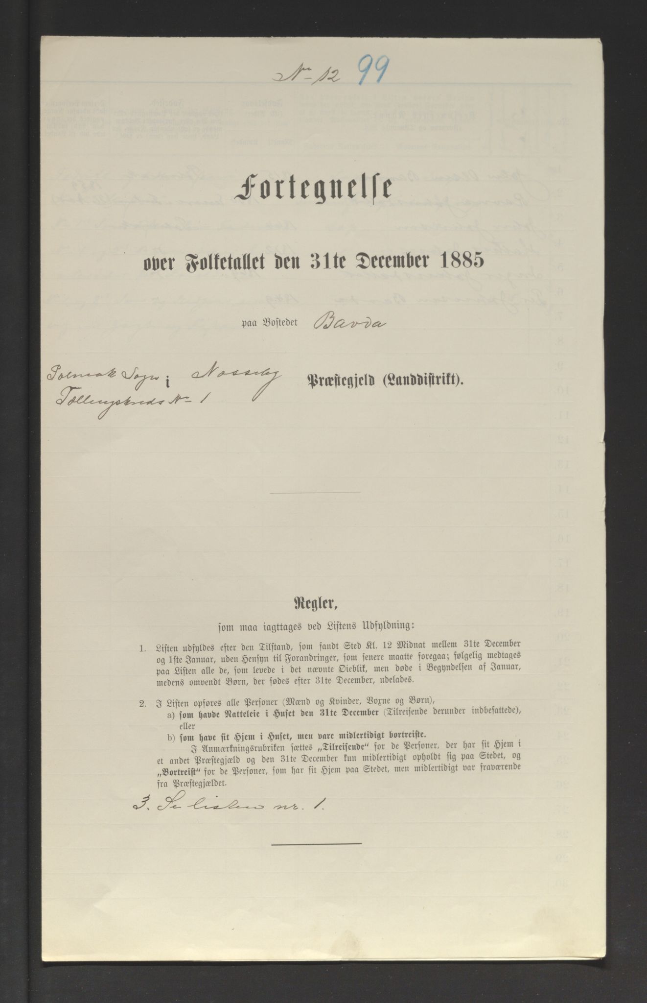 SATØ, 1885 census for 2027 Nesseby, 1885, p. 99a