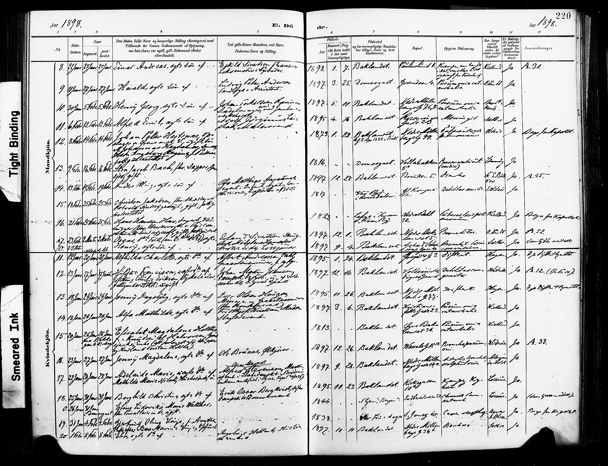 Ministerialprotokoller, klokkerbøker og fødselsregistre - Sør-Trøndelag, SAT/A-1456/604/L0198: Parish register (official) no. 604A19, 1893-1900, p. 220