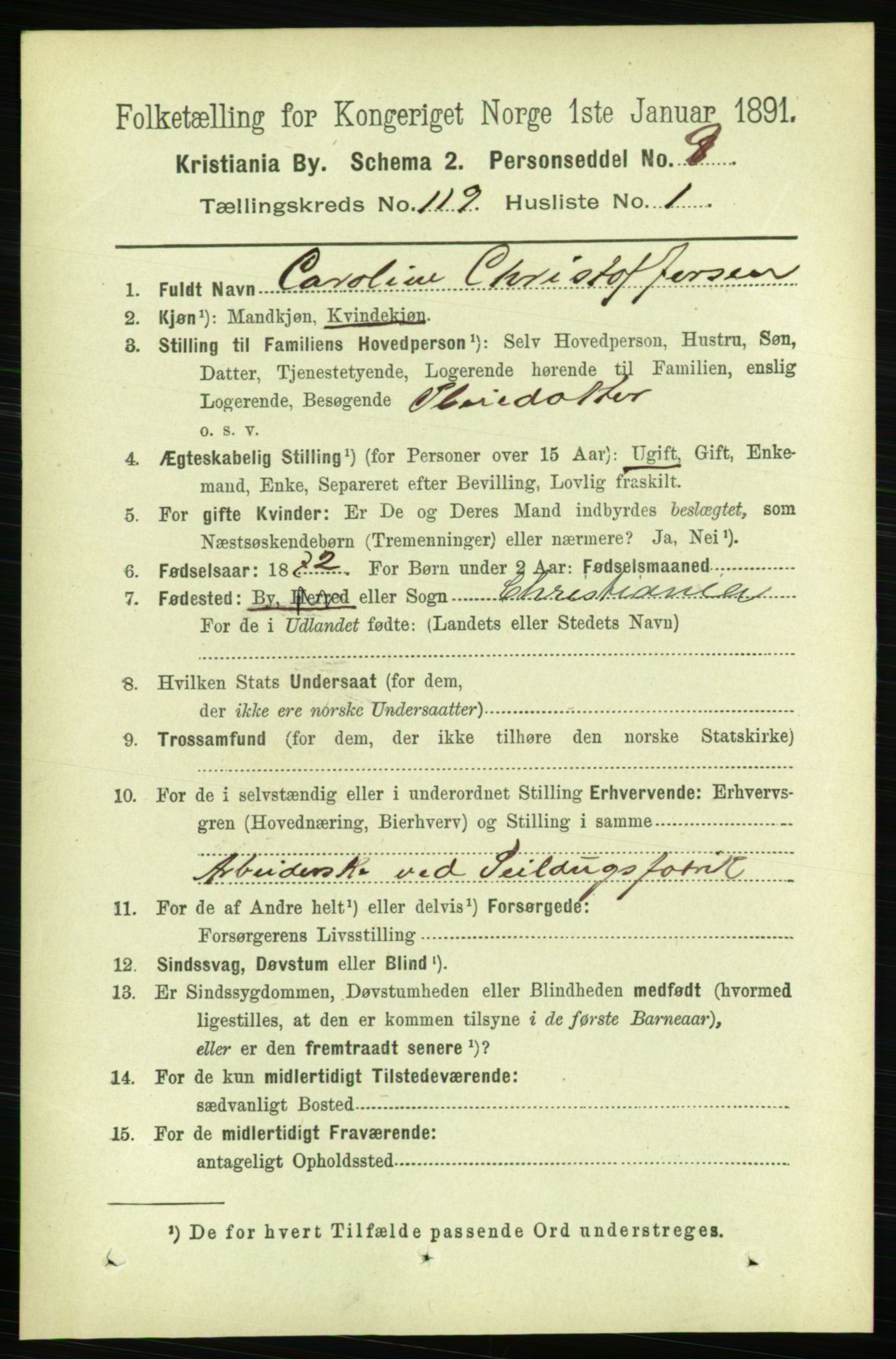 RA, 1891 census for 0301 Kristiania, 1891, p. 63731