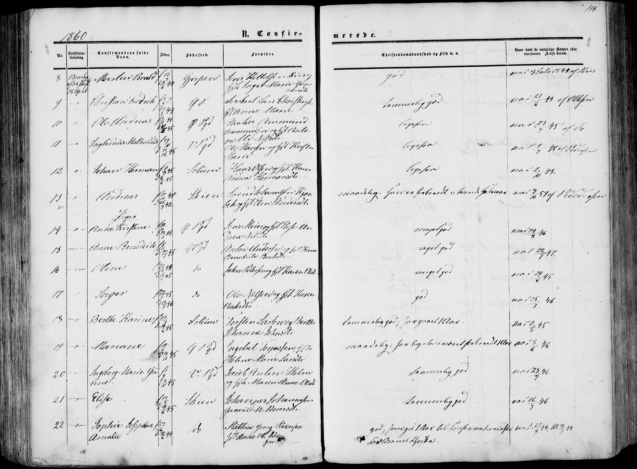 Porsgrunn kirkebøker , AV/SAKO-A-104/F/Fa/L0007: Parish register (official) no. 7, 1858-1877, p. 184