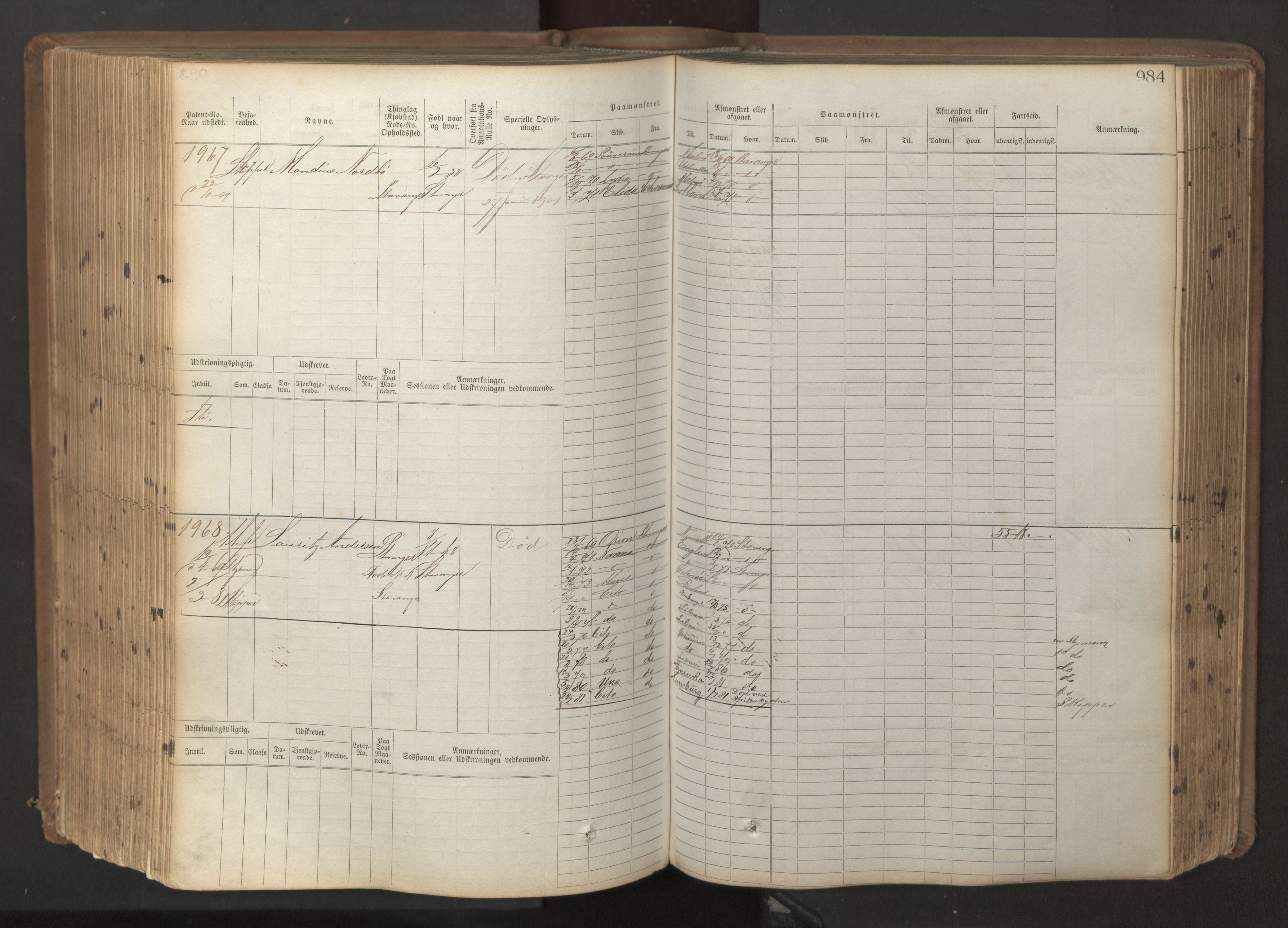 Stavanger sjømannskontor, AV/SAST-A-102006/F/Fb/Fbb/L0017: Sjøfartshovedrulle patnentnr. 1203-2402 (dublett), 1869, p. 387