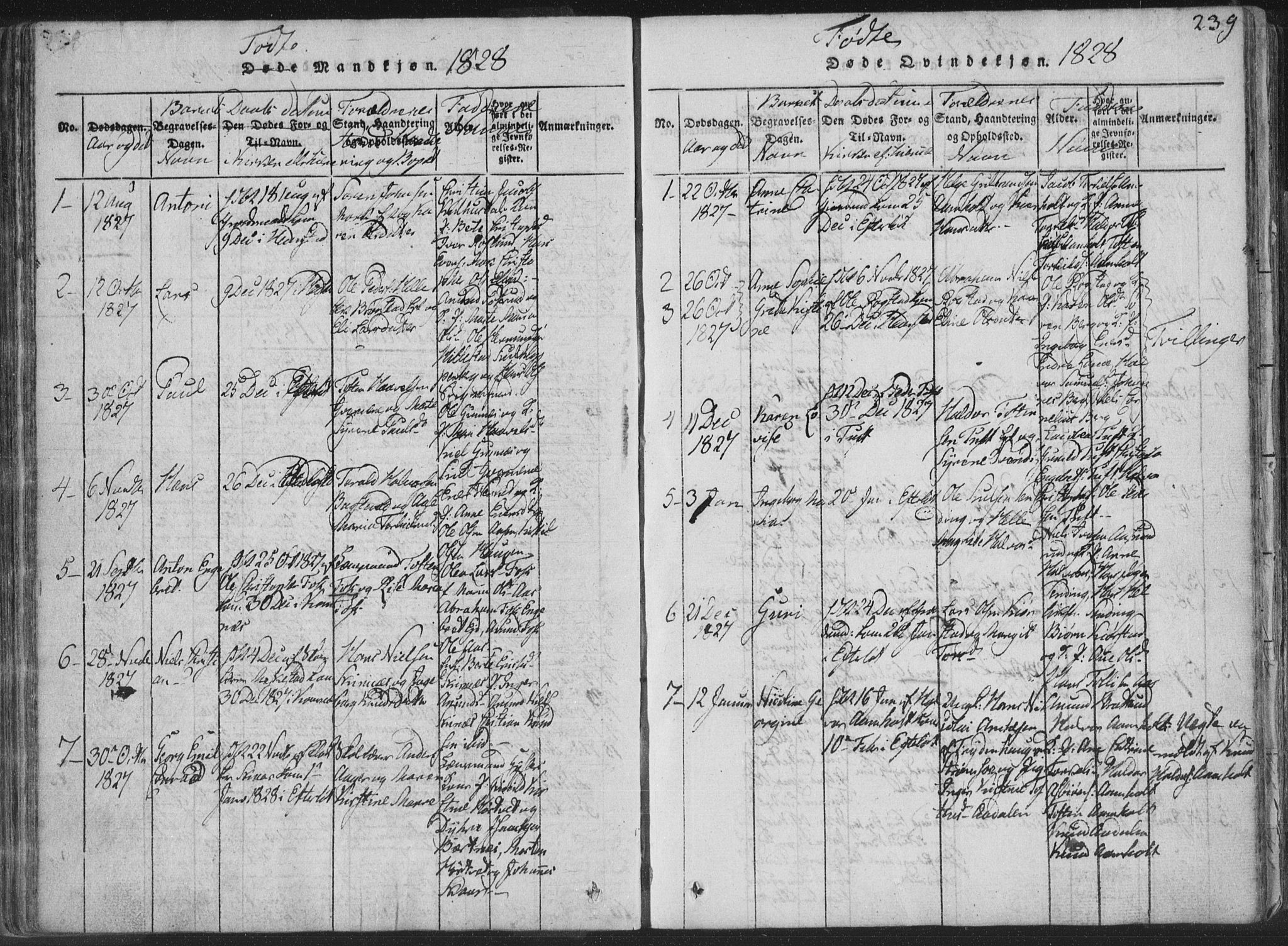 Sandsvær kirkebøker, AV/SAKO-A-244/F/Fa/L0004: Parish register (official) no. I 4, 1817-1839, p. 238-239