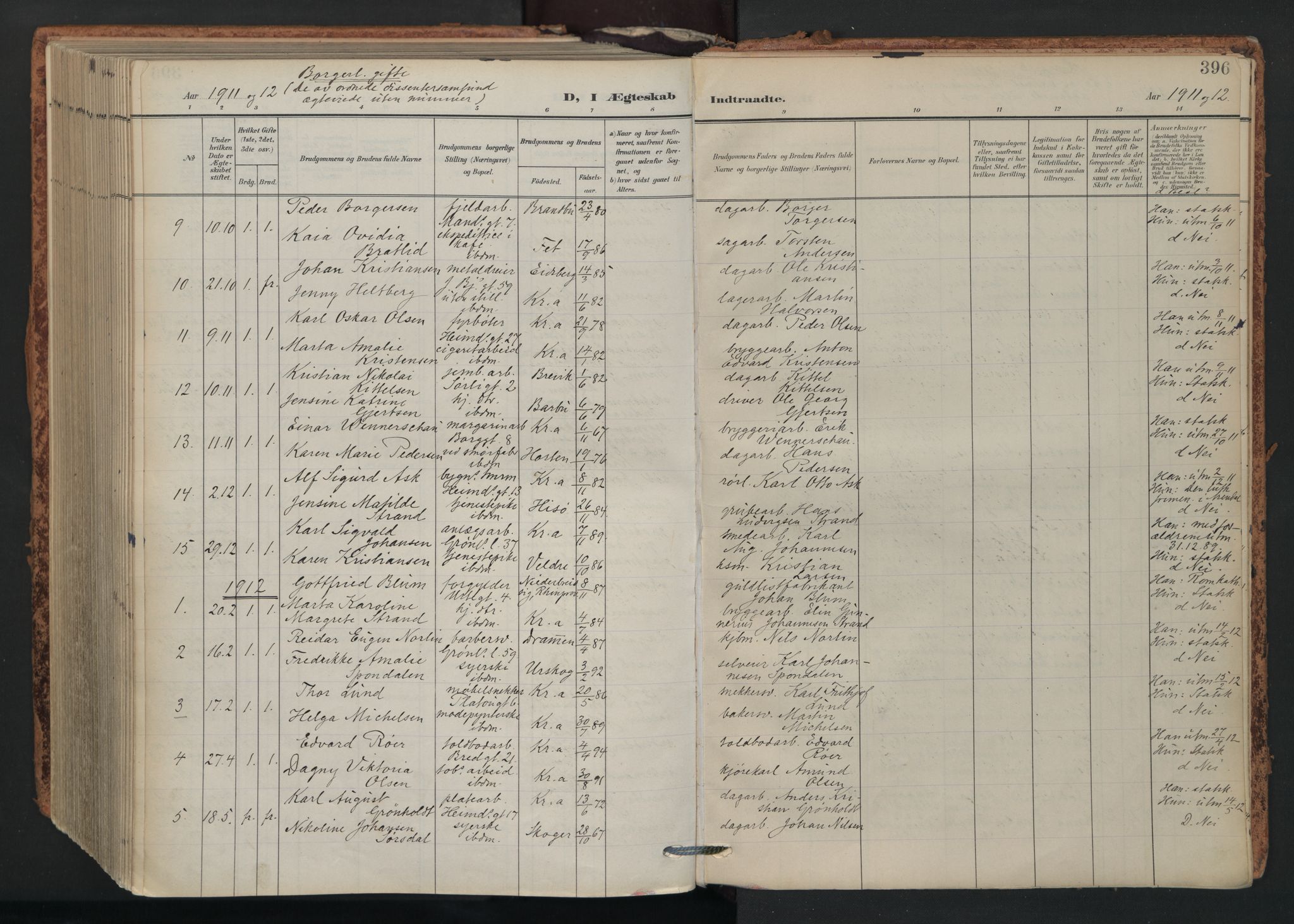 Grønland prestekontor Kirkebøker, SAO/A-10848/F/Fa/L0017: Parish register (official) no. 17, 1906-1934, p. 396