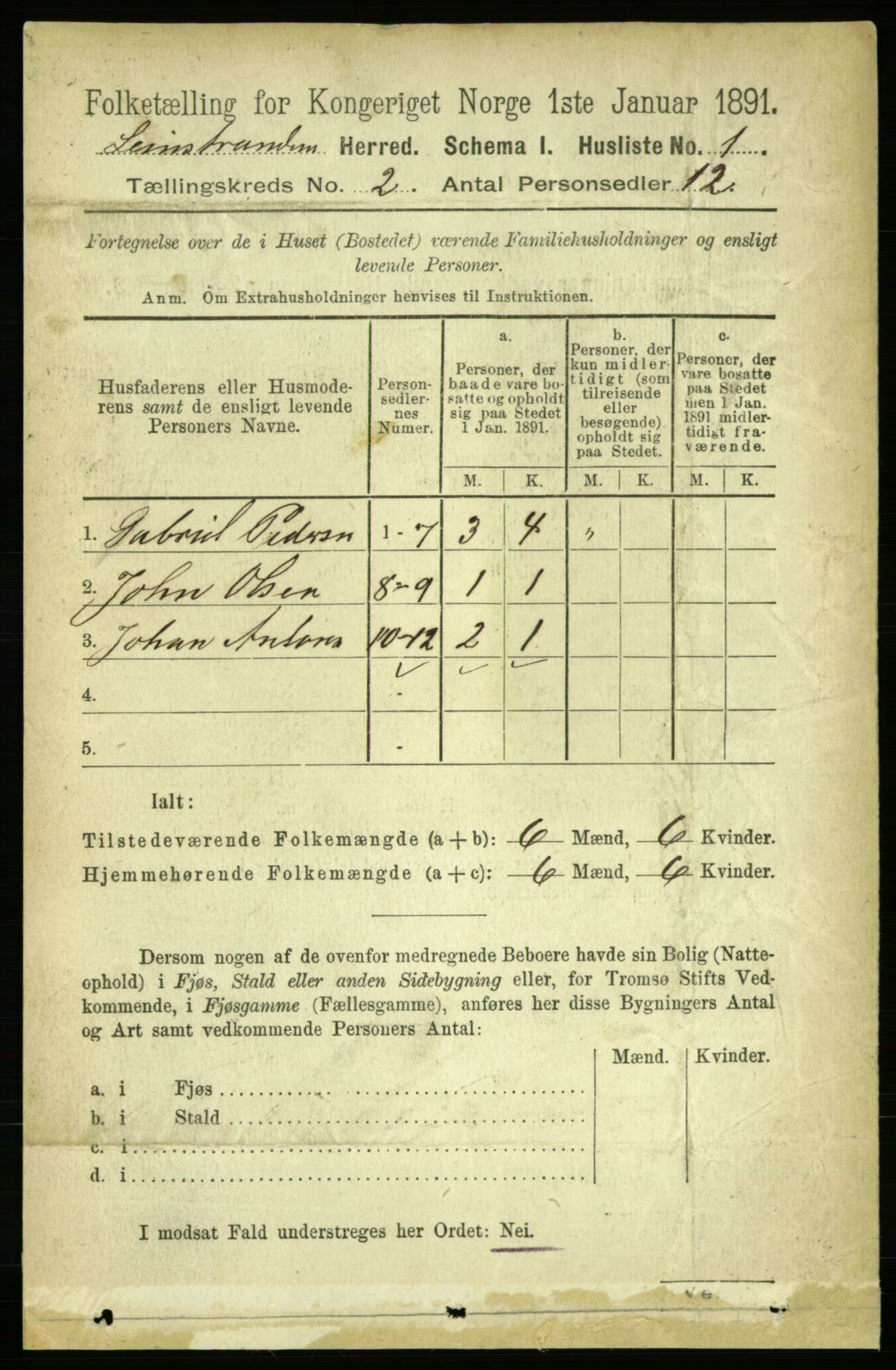 RA, 1891 census for 1654 Leinstrand, 1891, p. 421