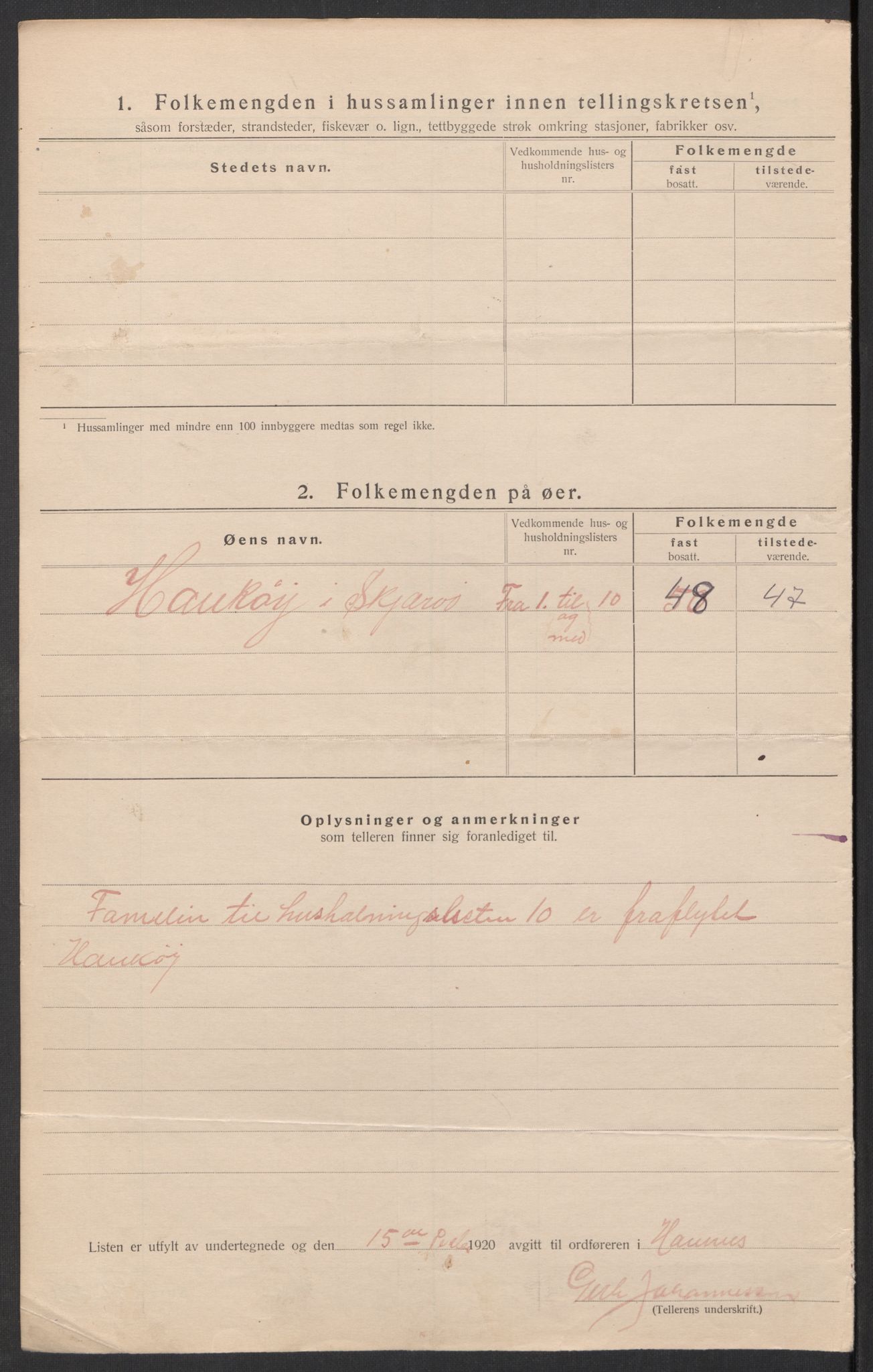 SATØ, 1920 census for Skjervøy, 1920, p. 8