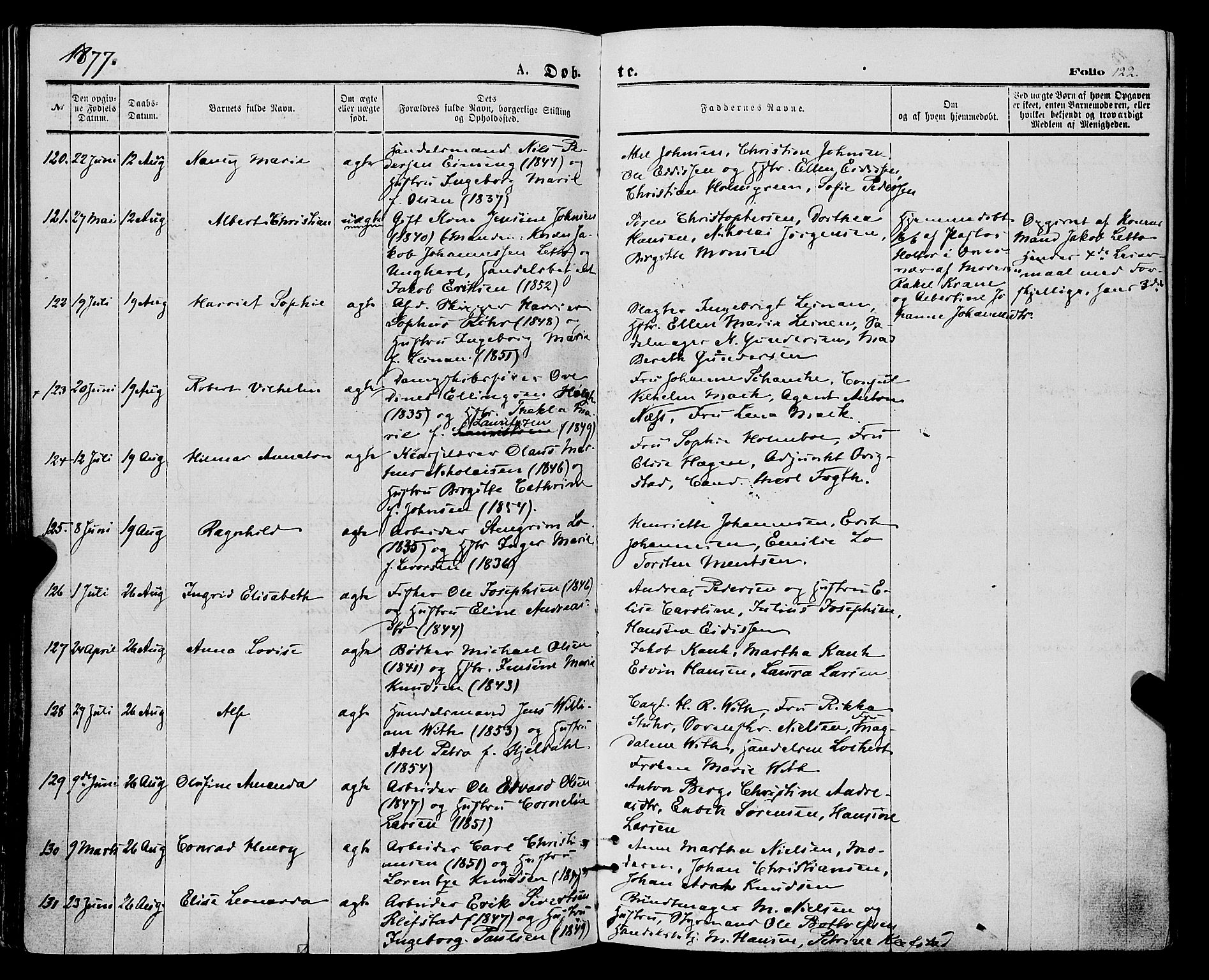 Tromsø sokneprestkontor/stiftsprosti/domprosti, AV/SATØ-S-1343/G/Ga/L0013kirke: Parish register (official) no. 13, 1872-1877, p. 122
