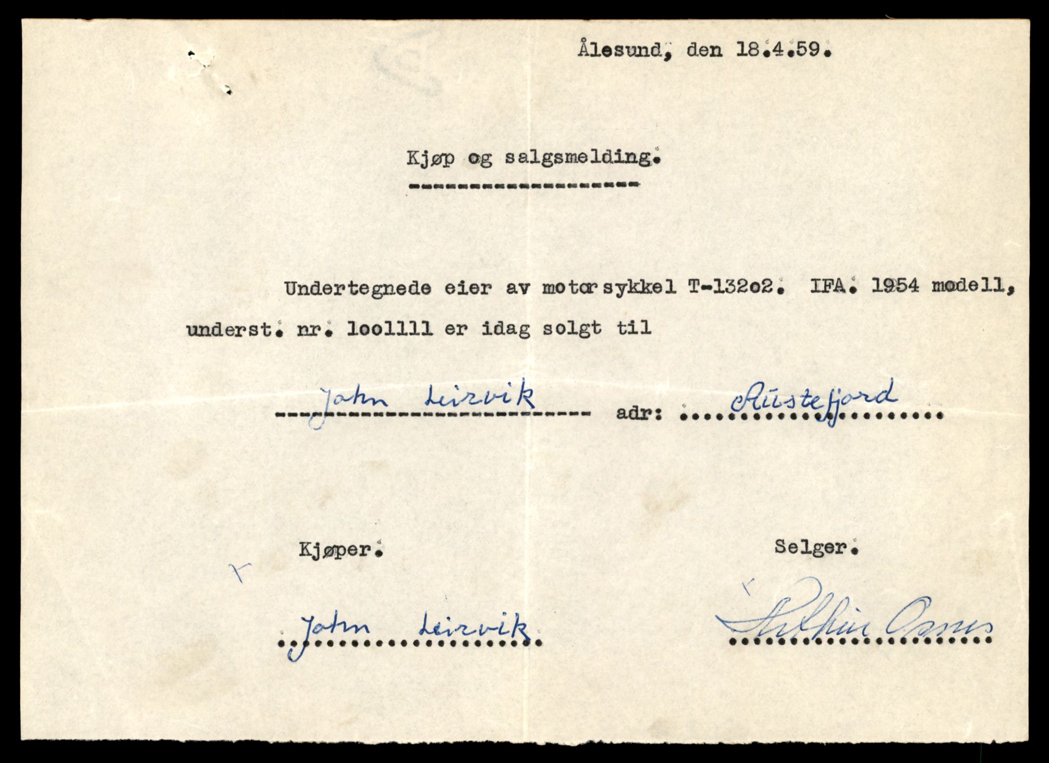 Møre og Romsdal vegkontor - Ålesund trafikkstasjon, AV/SAT-A-4099/F/Fe/L0038: Registreringskort for kjøretøy T 13180 - T 13360, 1927-1998, p. 391