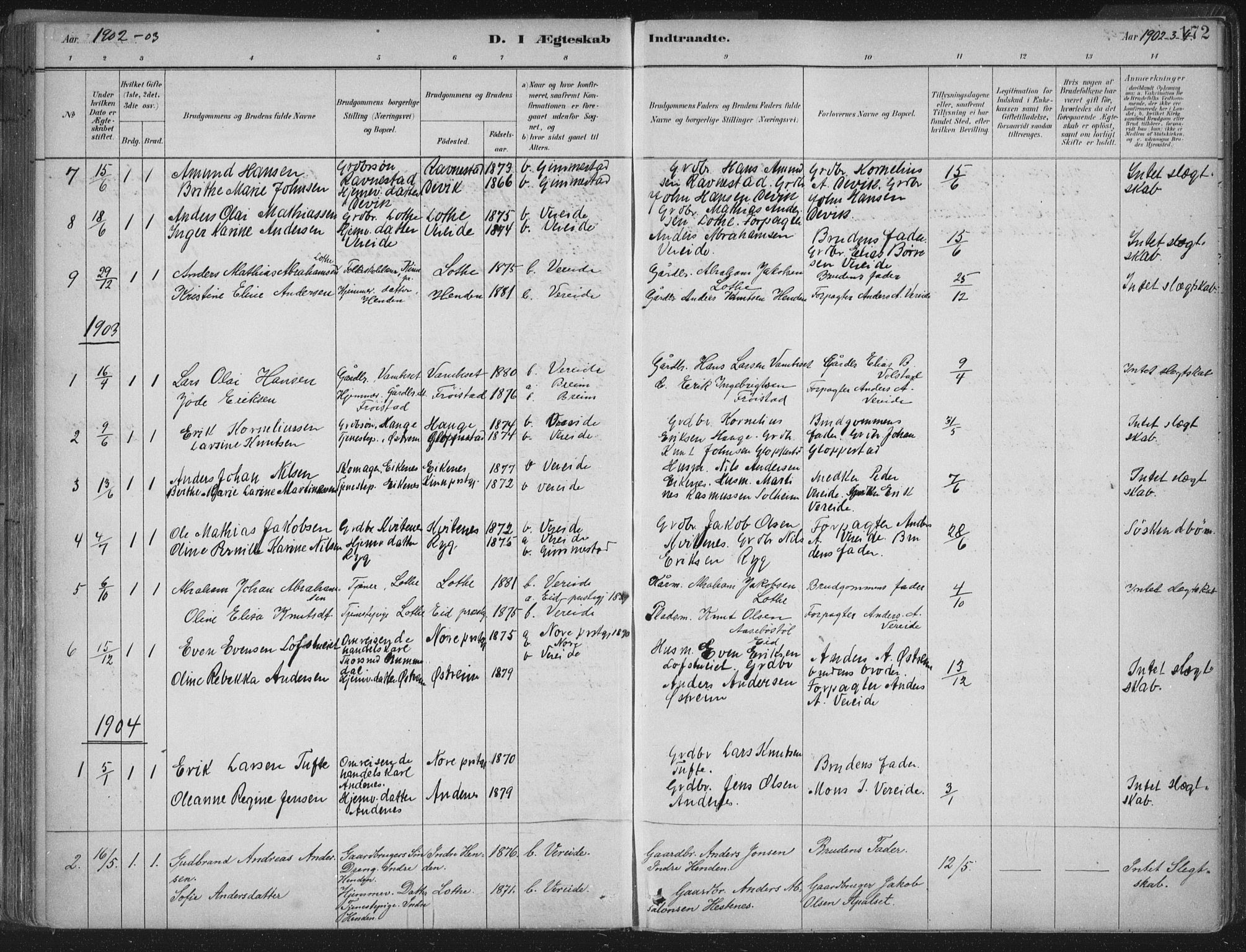 Gloppen sokneprestembete, AV/SAB-A-80101/H/Haa/Haab/L0001: Parish register (official) no. B  1, 1885-1905, p. 172