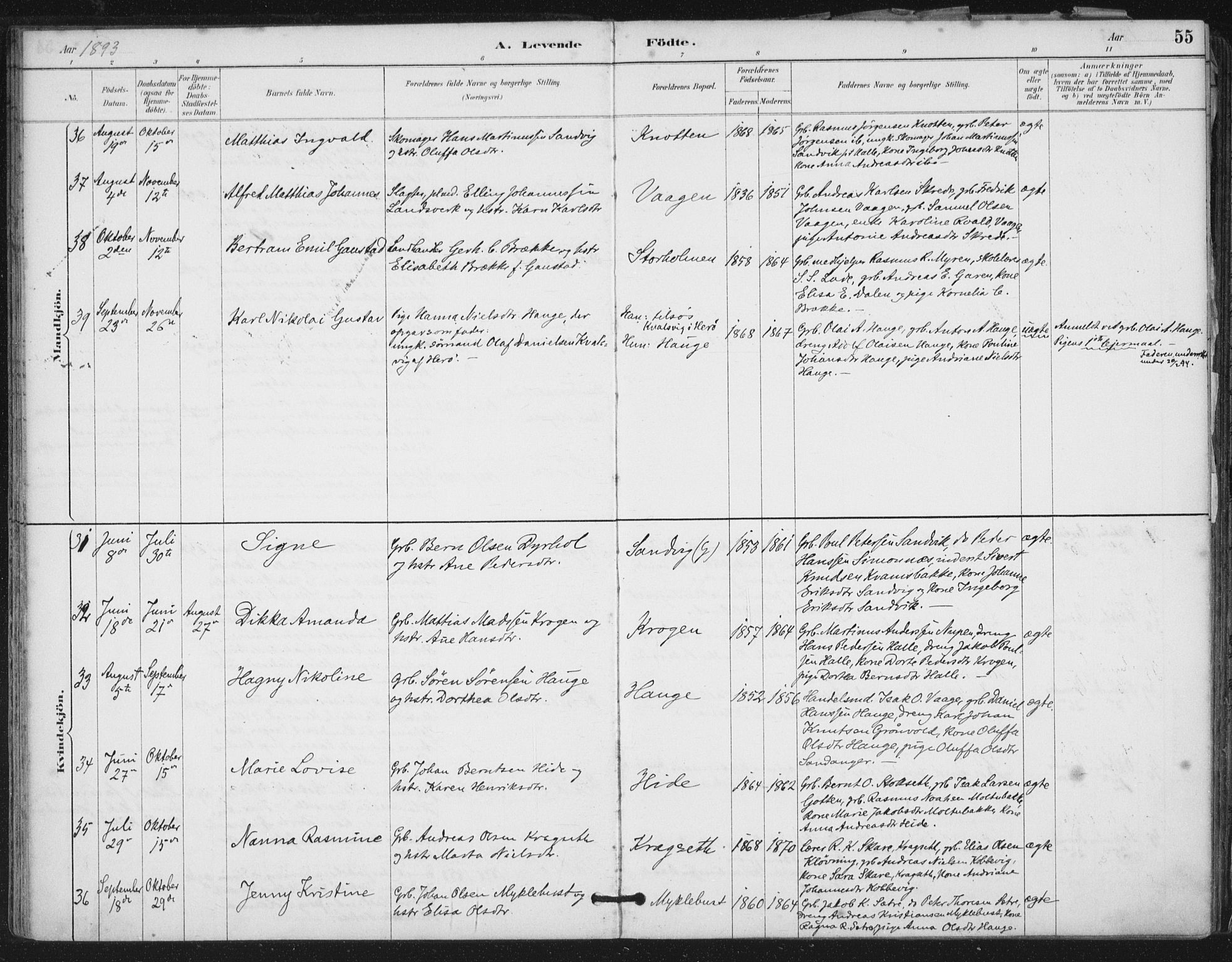 Ministerialprotokoller, klokkerbøker og fødselsregistre - Møre og Romsdal, AV/SAT-A-1454/503/L0037: Parish register (official) no. 503A05, 1884-1900, p. 55