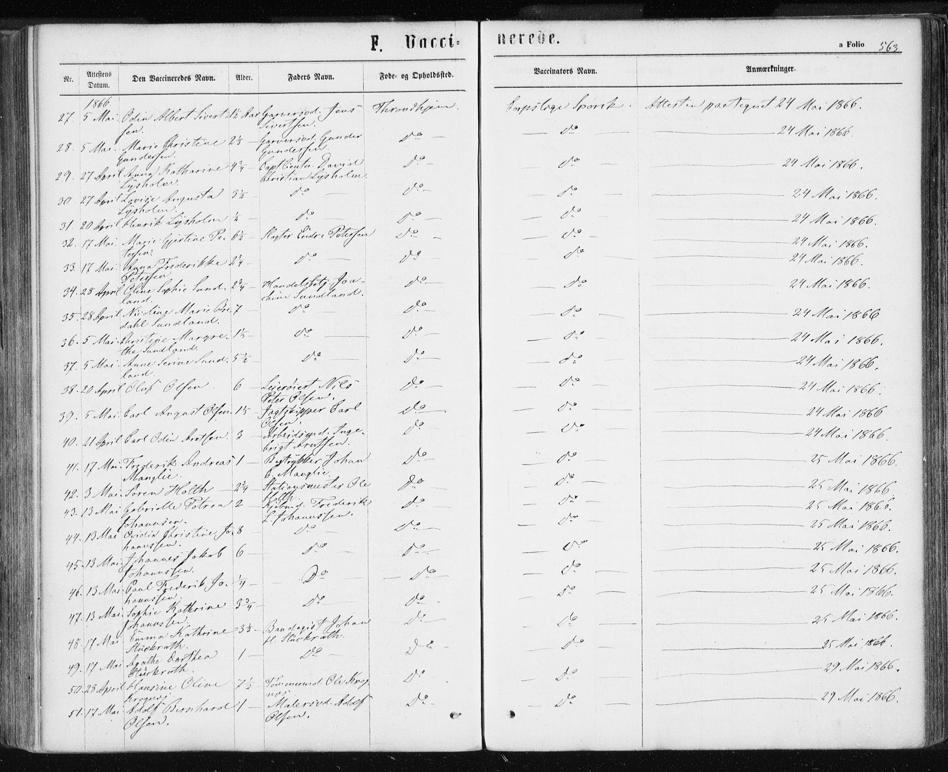 Ministerialprotokoller, klokkerbøker og fødselsregistre - Sør-Trøndelag, AV/SAT-A-1456/601/L0055: Parish register (official) no. 601A23, 1866-1877, p. 563