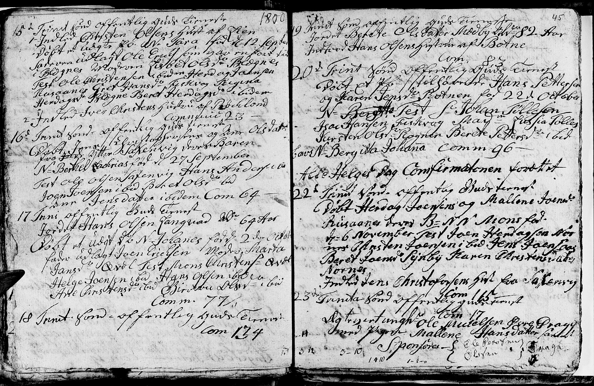 Ministerialprotokoller, klokkerbøker og fødselsregistre - Nordland, SAT/A-1459/847/L0674: Parish register (copy) no. 847C02, 1793-1807, p. 45