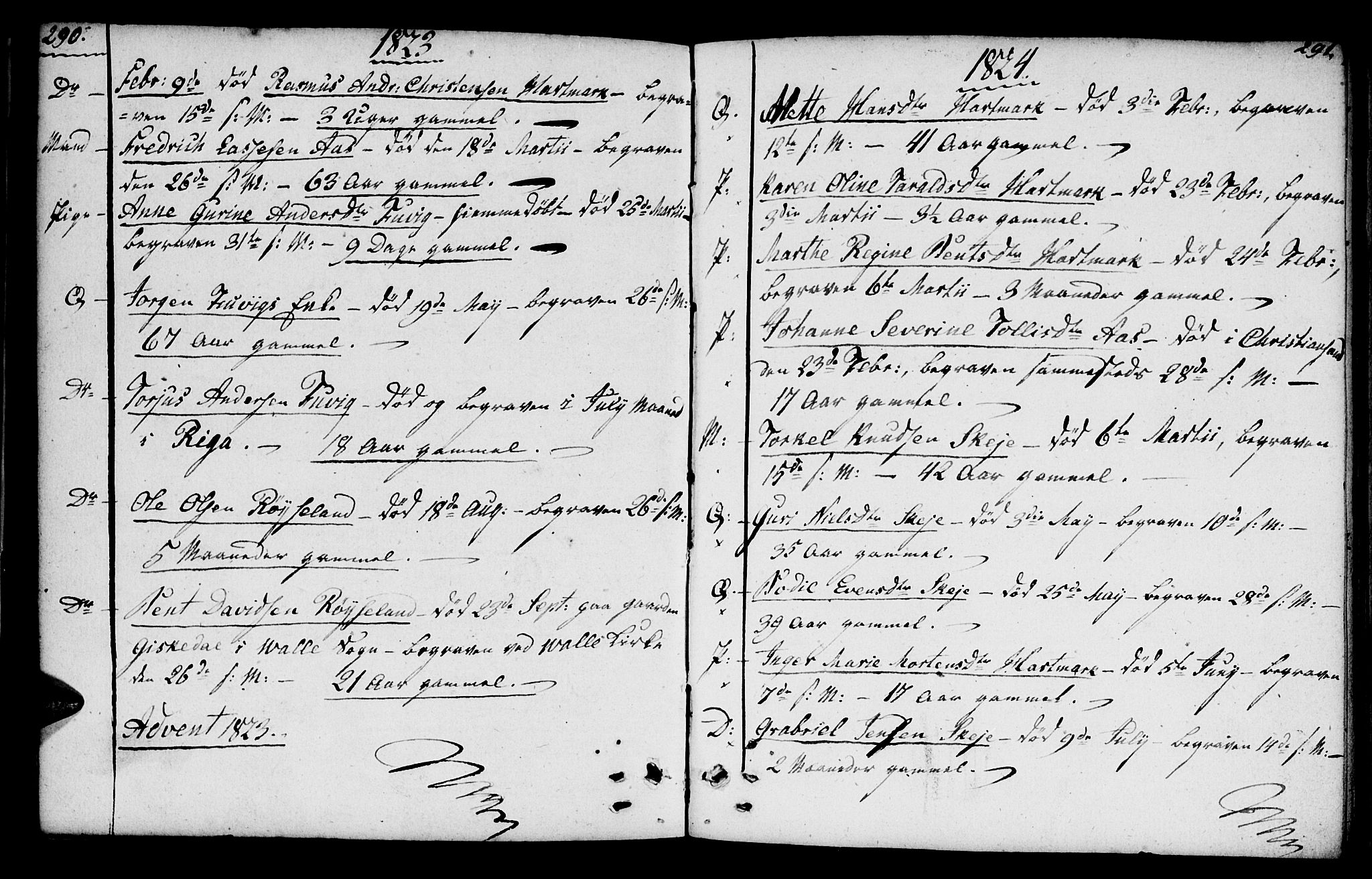 Mandal sokneprestkontor, SAK/1111-0030/F/Fb/Fbb/L0001: Parish register (copy) no. B 1, 1802-1846, p. 290-291