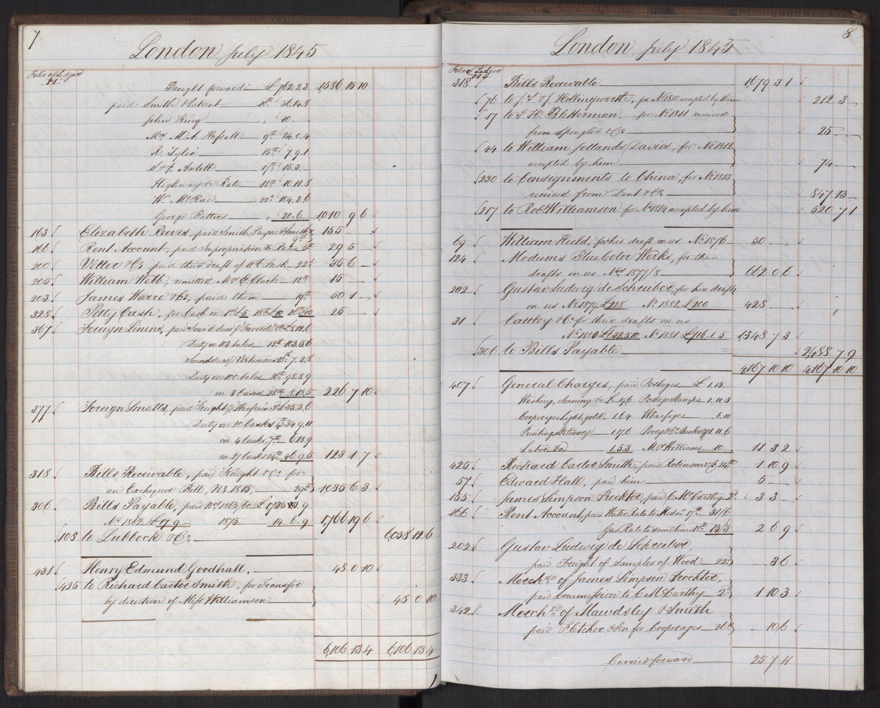 Smith, Goodhall & Reeves, AV/RA-PA-0586/R/L0007: Dagbok (Daybook) F, 1845-1848