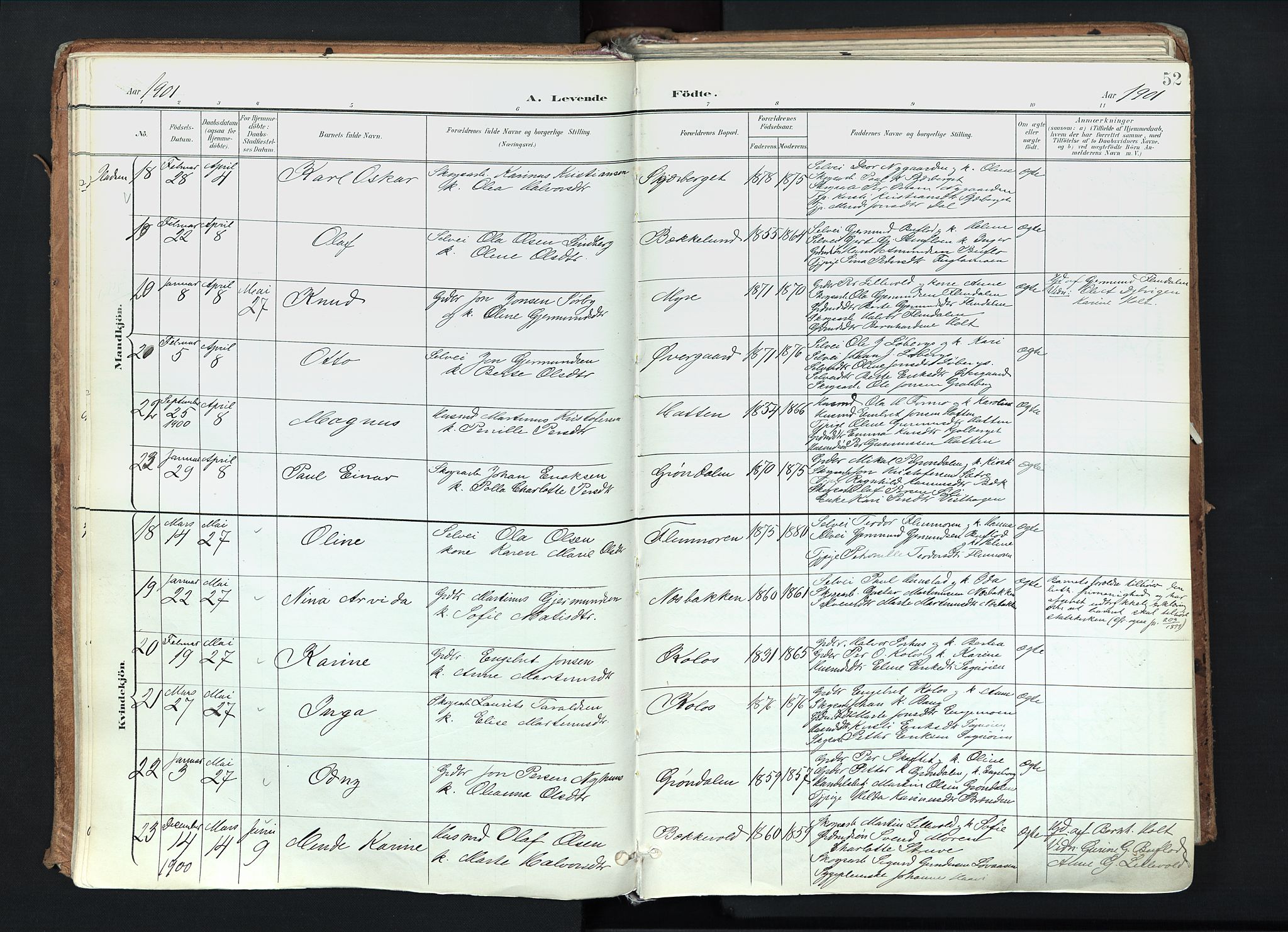 Trysil prestekontor, AV/SAH-PREST-046/H/Ha/Haa/L0012: Parish register (official) no. 12, 1898-1917, p. 52