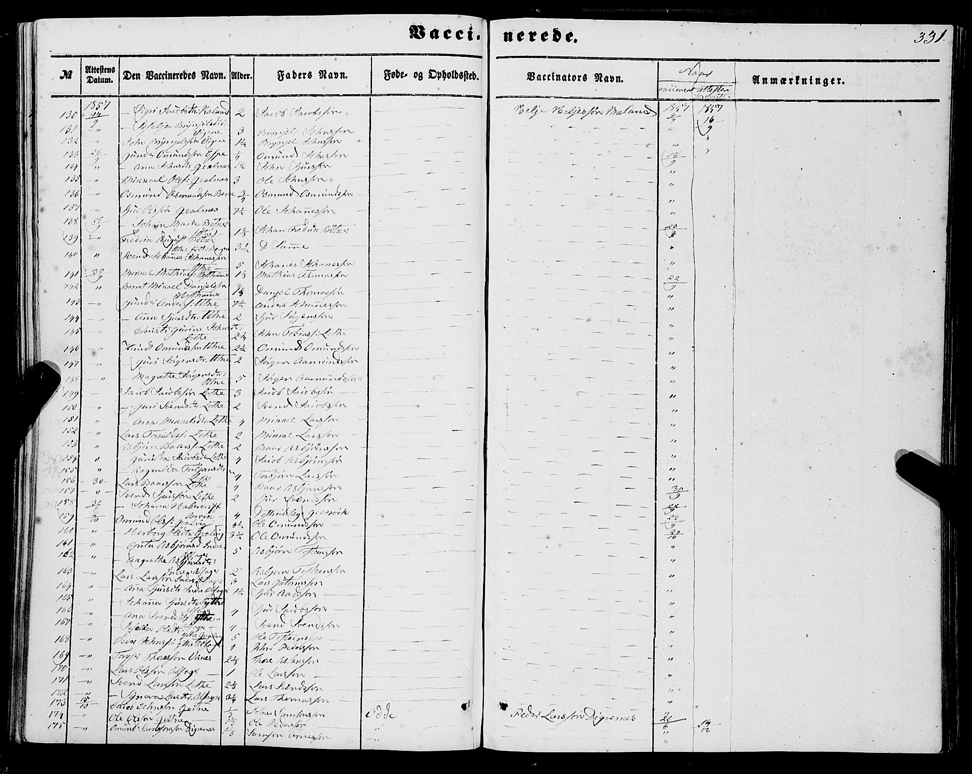 Ullensvang sokneprestembete, SAB/A-78701/H/Haa: Parish register (official) no. A 11, 1854-1866, p. 331