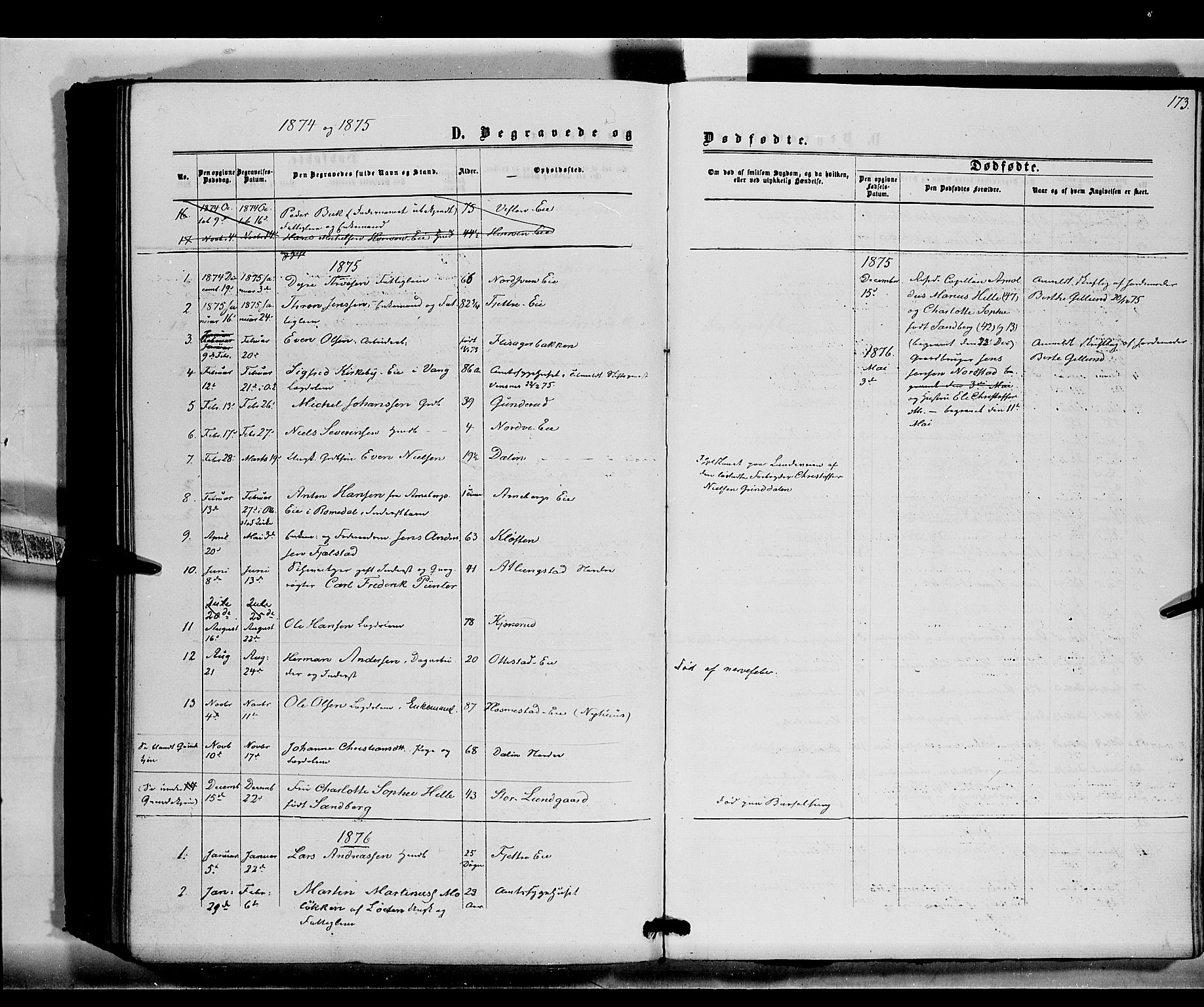 Stange prestekontor, SAH/PREST-002/K/L0015: Parish register (official) no. 15, 1862-1879, p. 173
