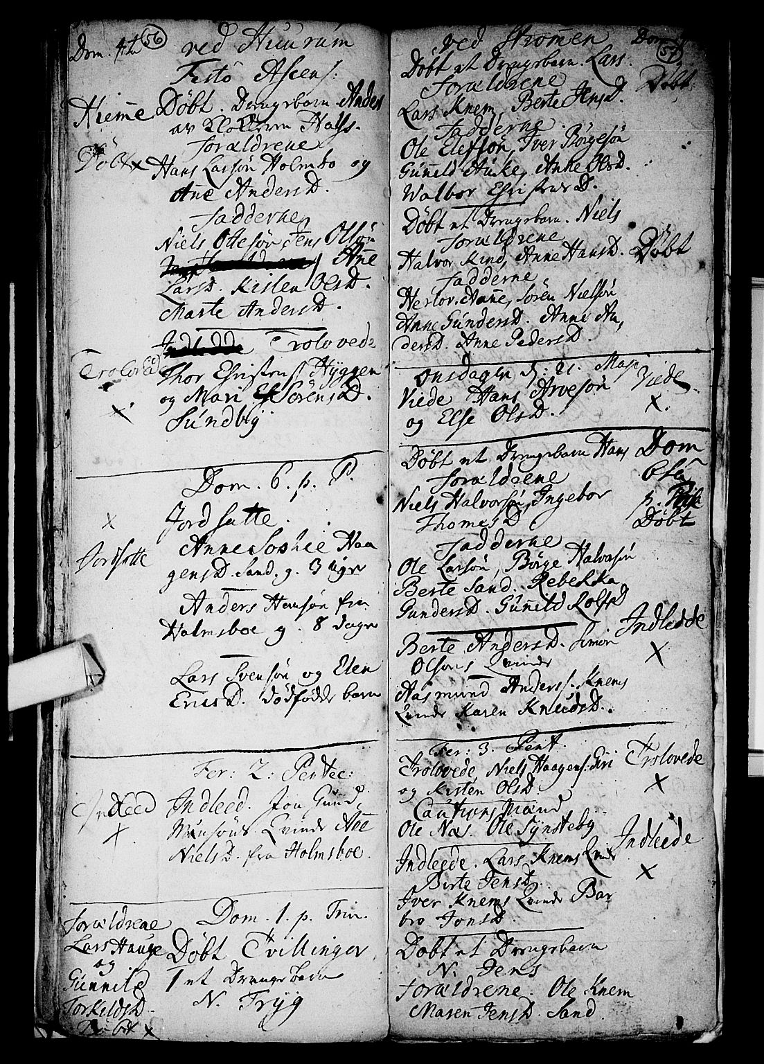 Hurum kirkebøker, AV/SAKO-A-229/F/Fa/L0005: Parish register (official) no. 5, 1735-1739, p. 56-57