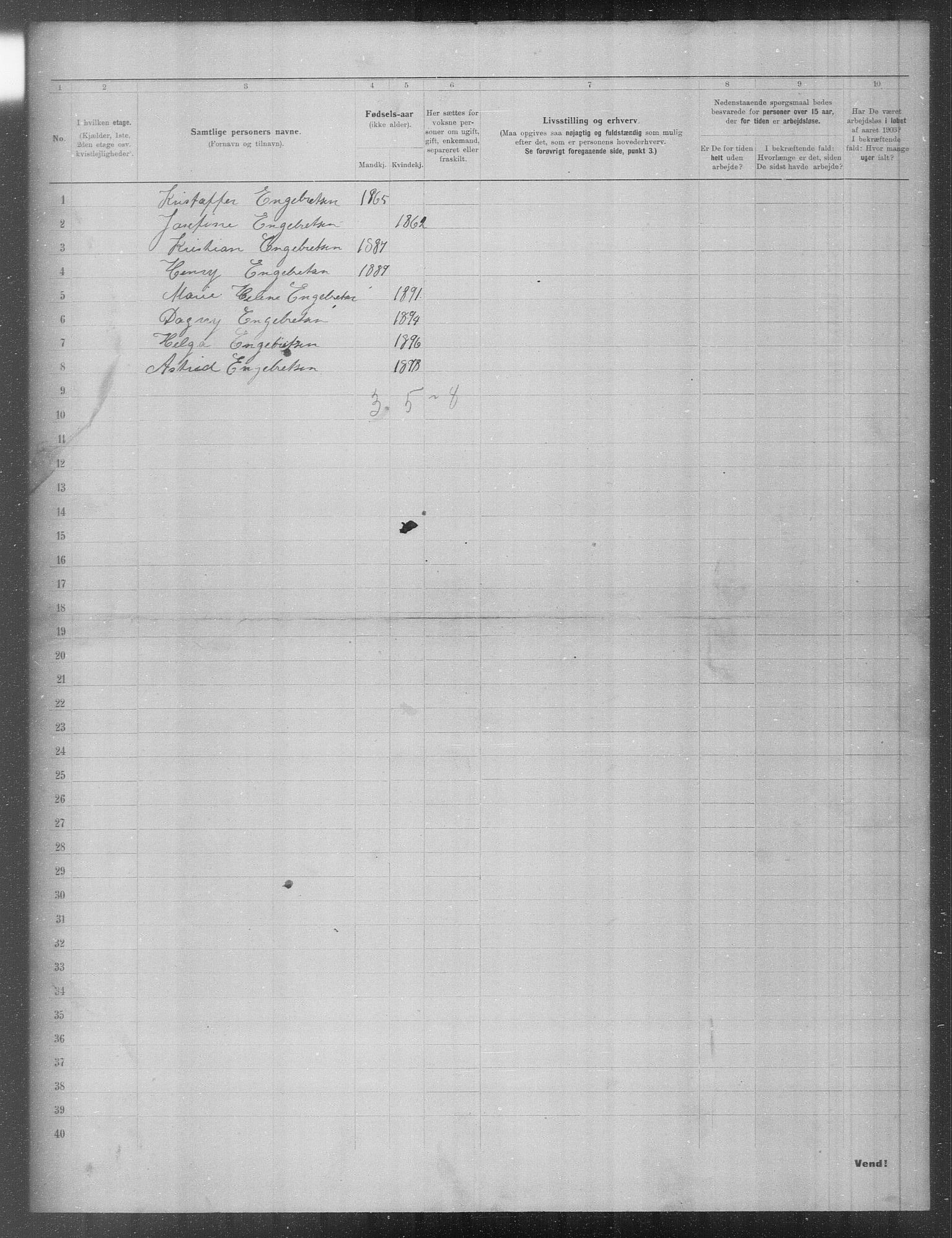 OBA, Municipal Census 1903 for Kristiania, 1903, p. 452