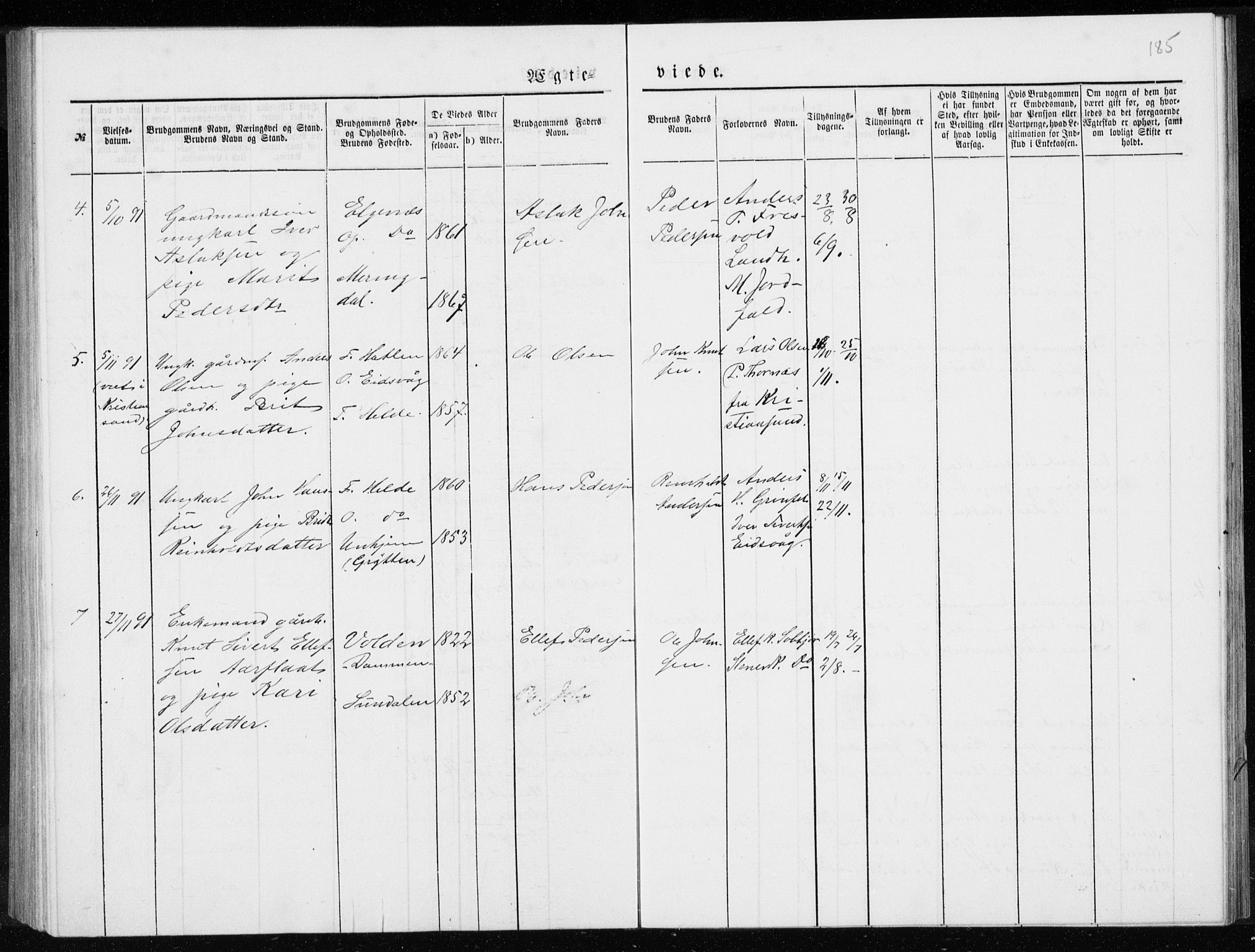 Ministerialprotokoller, klokkerbøker og fødselsregistre - Møre og Romsdal, AV/SAT-A-1454/551/L0631: Parish register (copy) no. 551C03, 1886-1894, p. 185