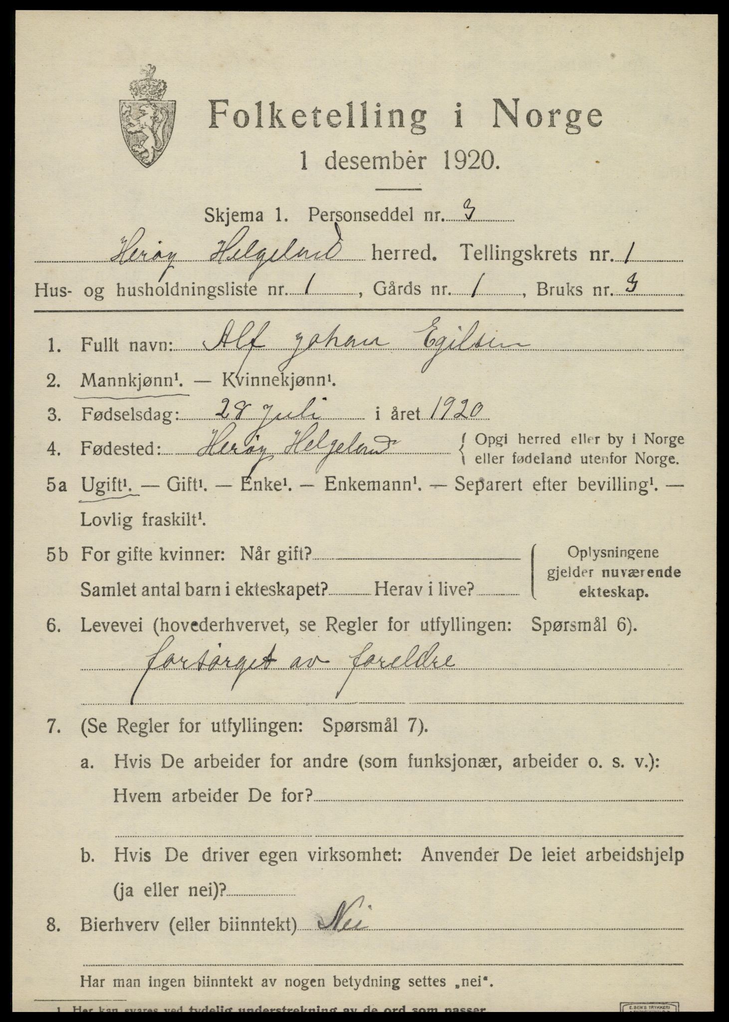 SAT, 1920 census for Herøy, 1920, p. 922