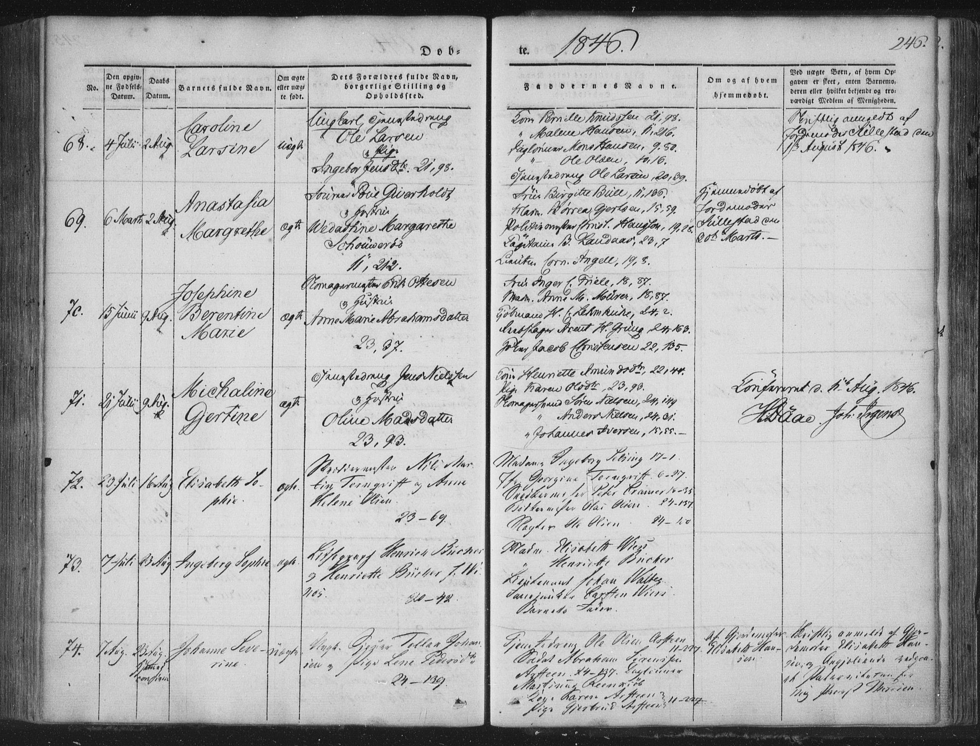 Korskirken sokneprestembete, AV/SAB-A-76101/H/Haa/L0016: Parish register (official) no. B 2, 1841-1851, p. 246