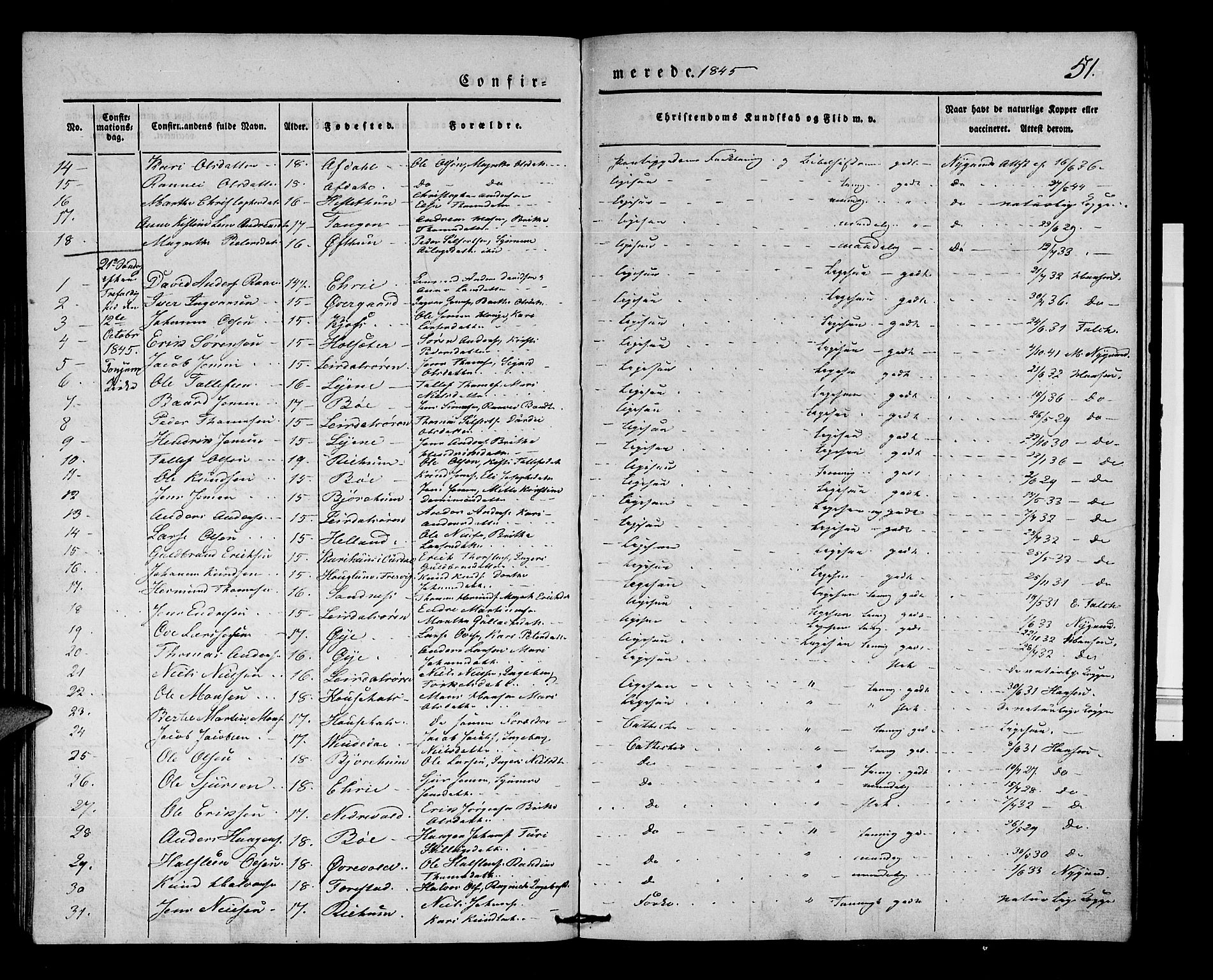 Lærdal sokneprestembete, SAB/A-81201: Parish register (official) no. A 7, 1835-1846, p. 51