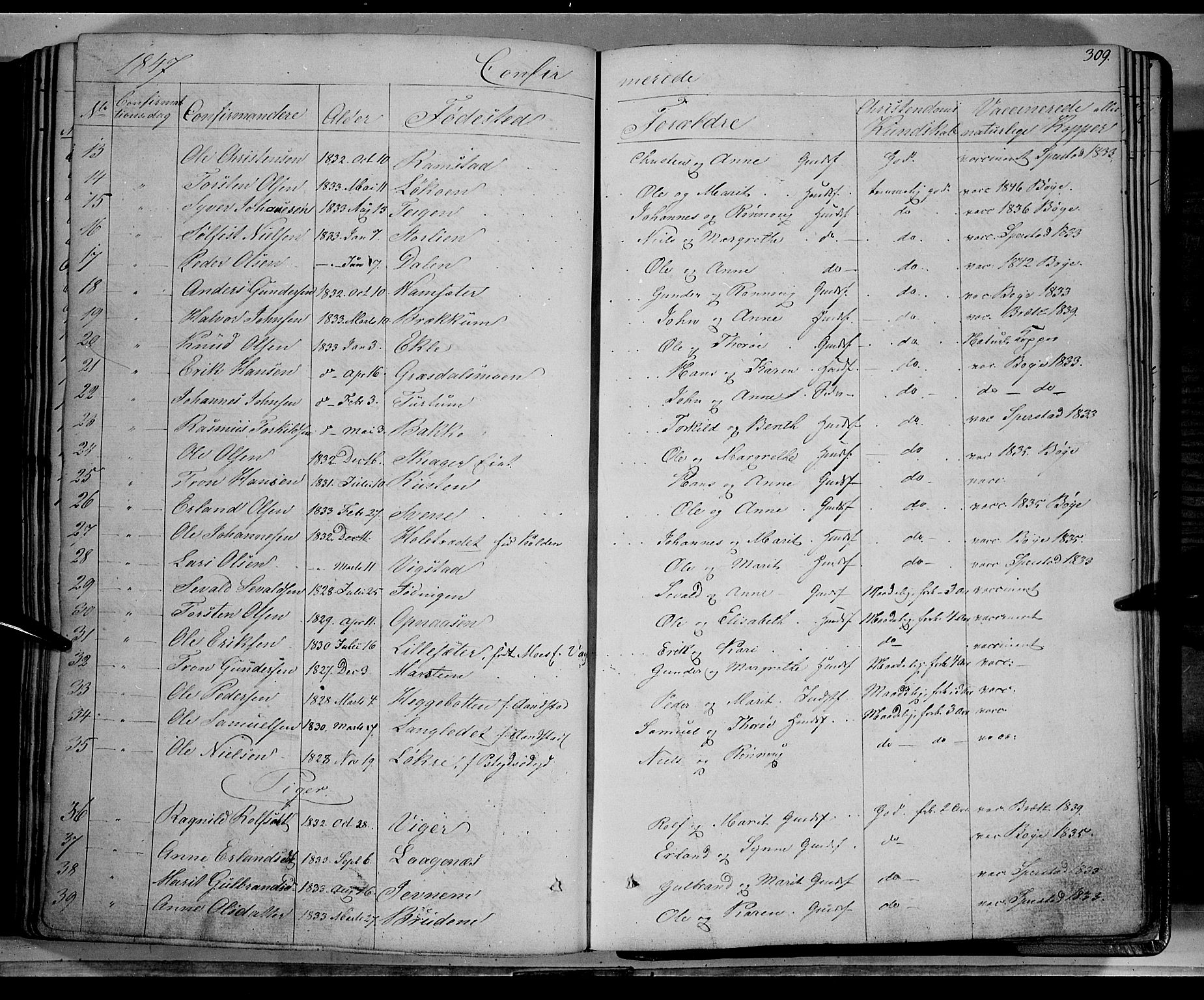 Lom prestekontor, AV/SAH-PREST-070/K/L0006: Parish register (official) no. 6A, 1837-1863, p. 309