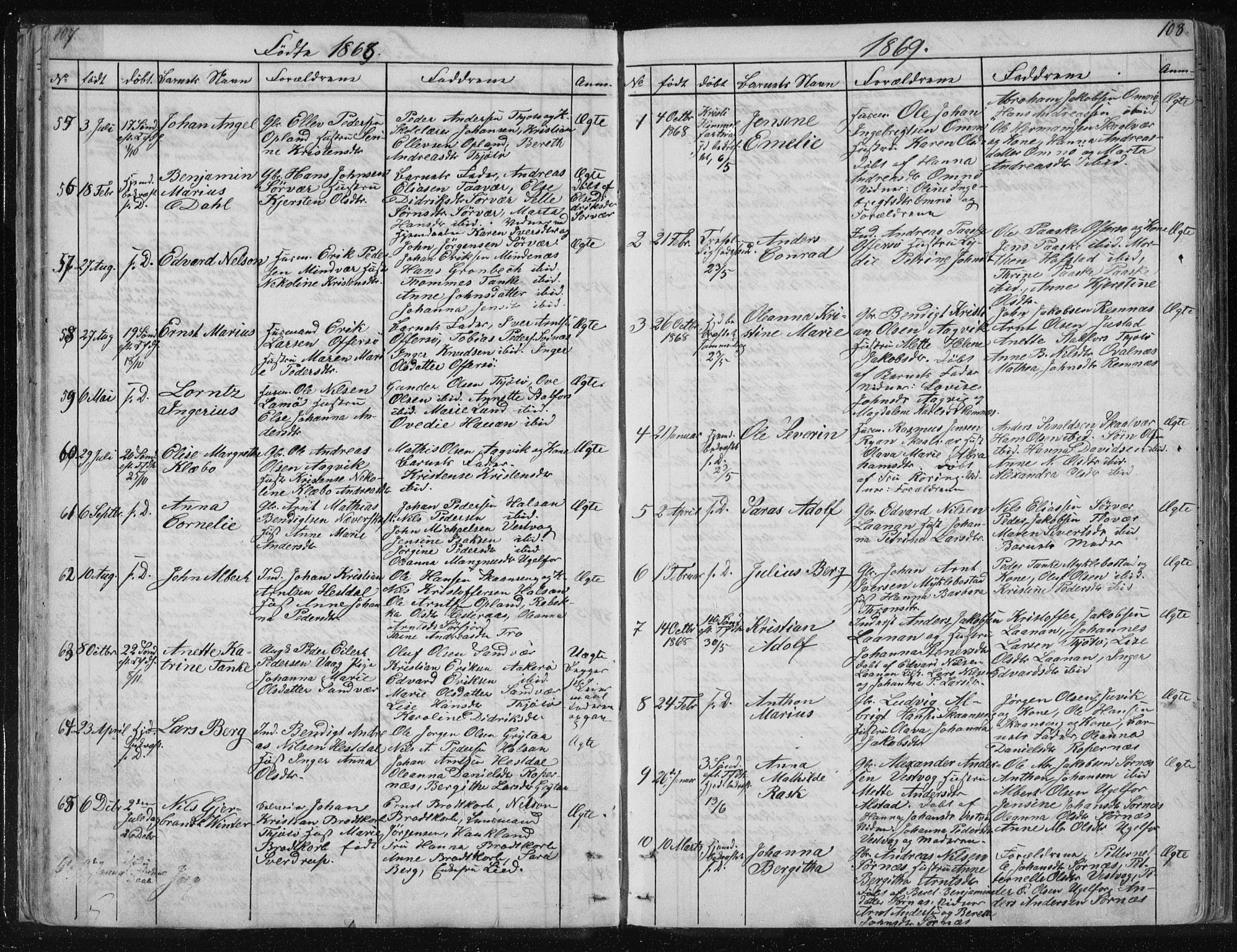 Ministerialprotokoller, klokkerbøker og fødselsregistre - Nordland, AV/SAT-A-1459/817/L0266: Parish register (copy) no. 817C01, 1841-1869, p. 107-108