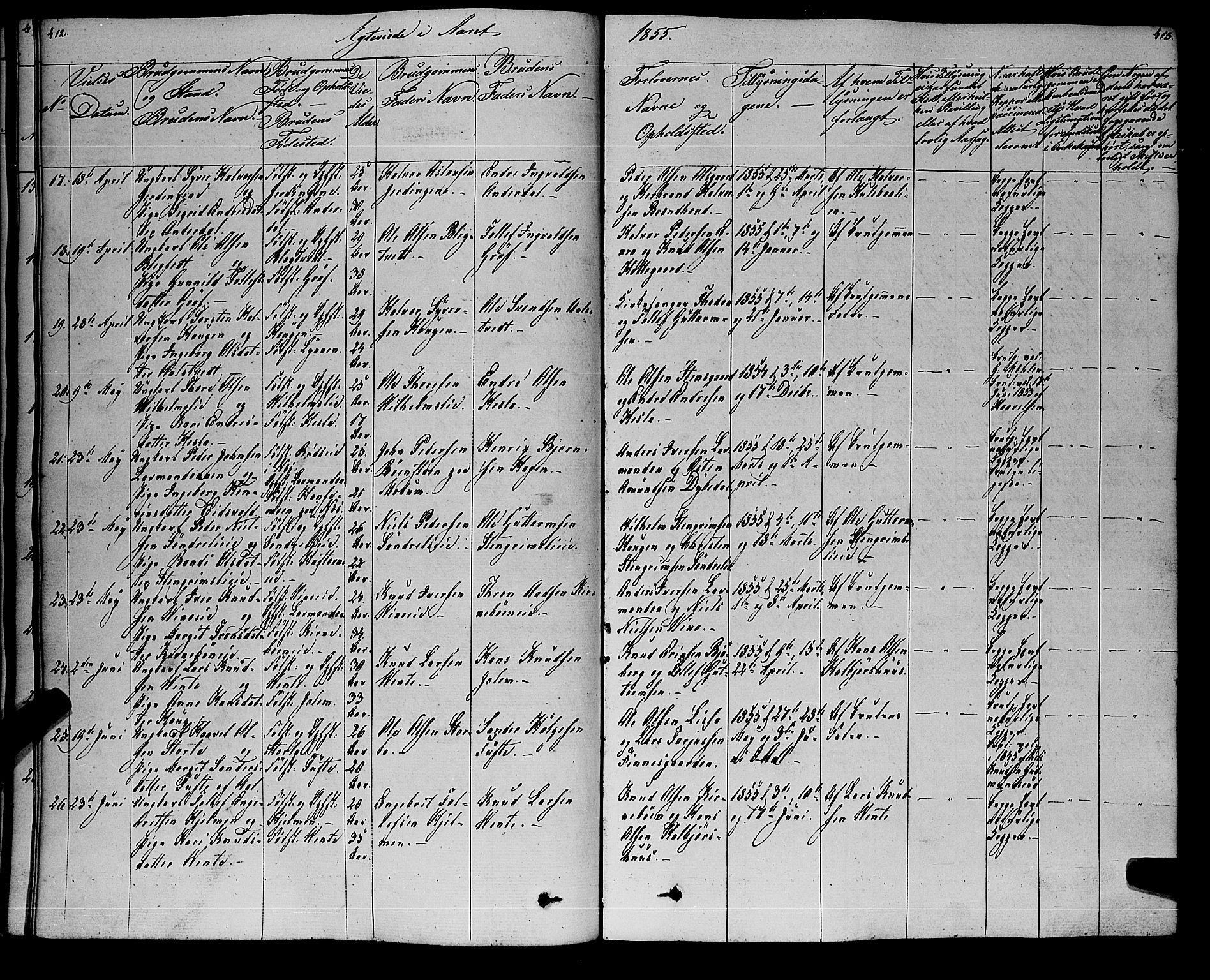 Gol kirkebøker, AV/SAKO-A-226/F/Fa/L0002: Parish register (official) no. I 2, 1837-1863, p. 412-413