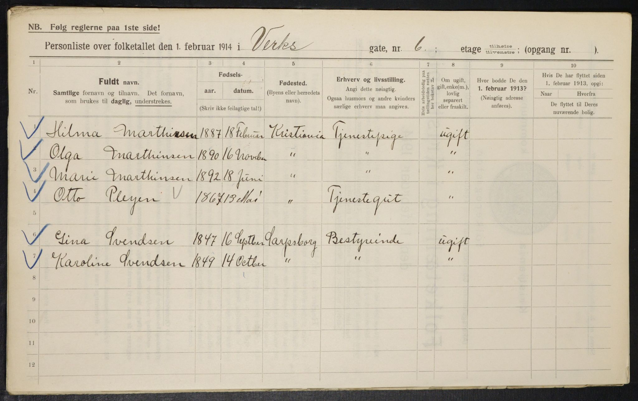 OBA, Municipal Census 1914 for Kristiania, 1914, p. 122998